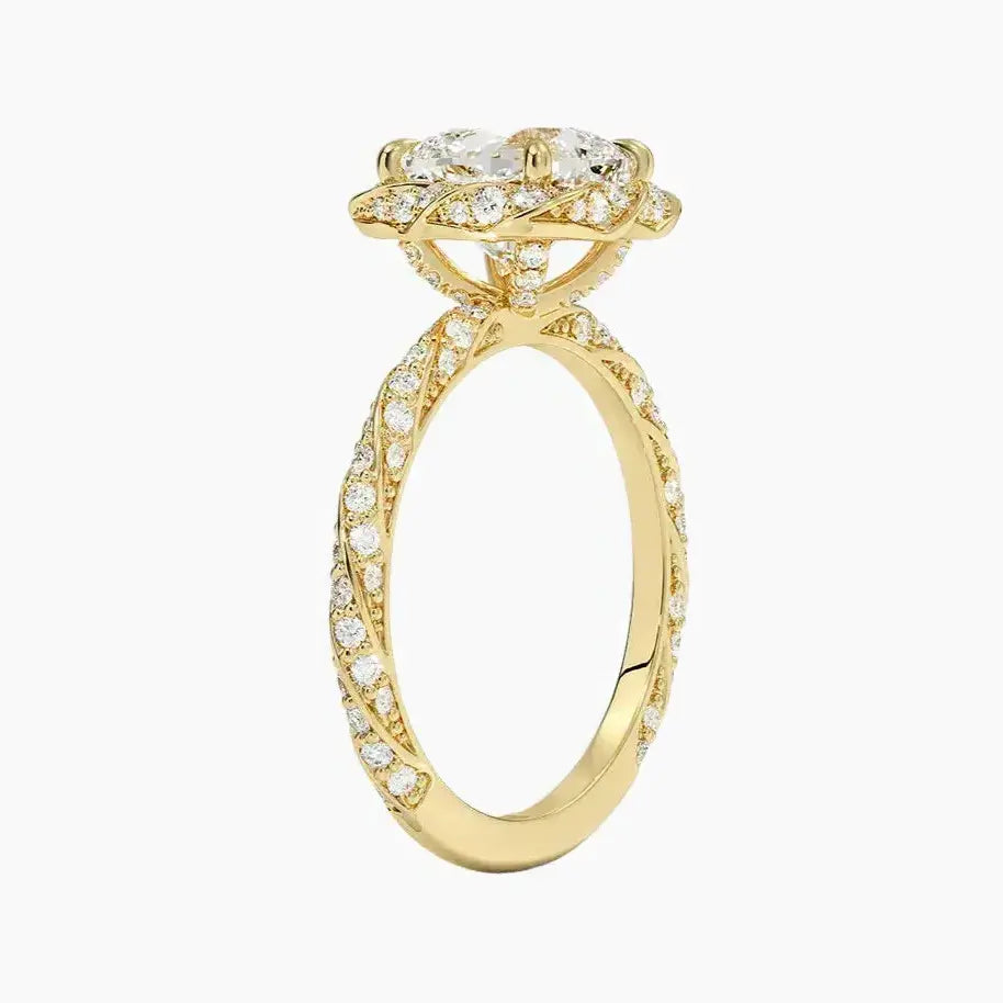 Eliana Cushion Designer Diamond Ring Setting in 18K Yellow Gold