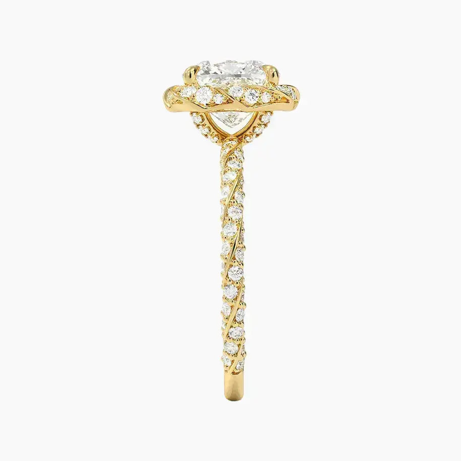 Eliana Cushion Designer 1 Carat Lab Grown Diamond Engagement Ring in 18K Rose Gold