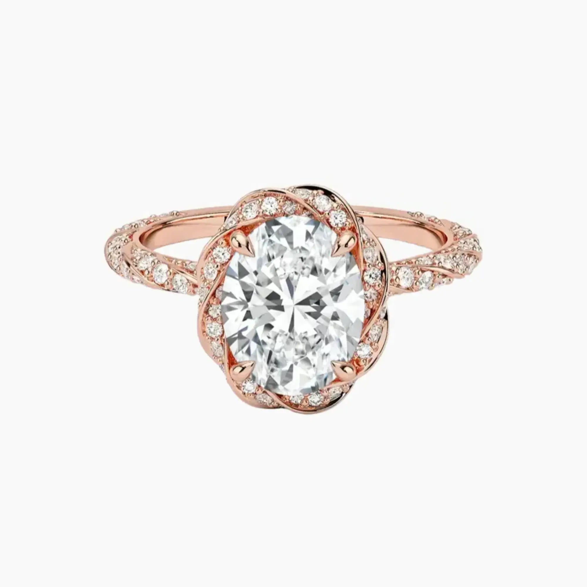 Eliana Oval Designer 2 Carat Lab Grown Diamond Engagement Ring in 18K Rose Gold