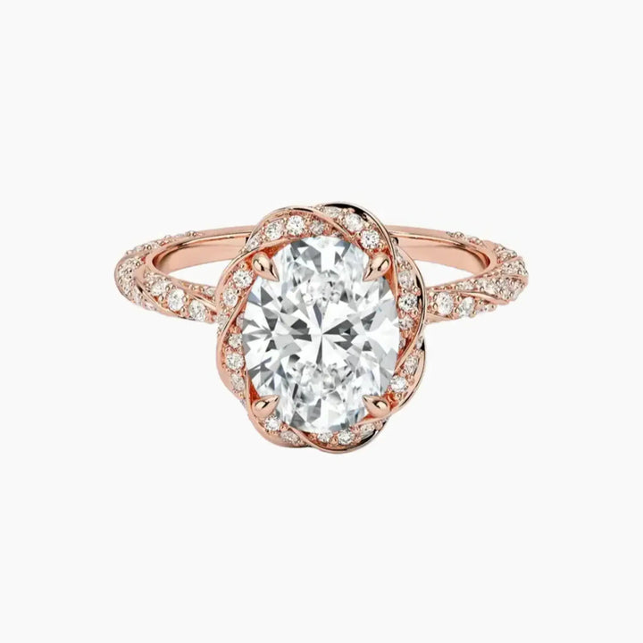 Eliana Oval Designer 2 Carat Lab Grown Diamond Engagement Ring in 18K Rose Gold