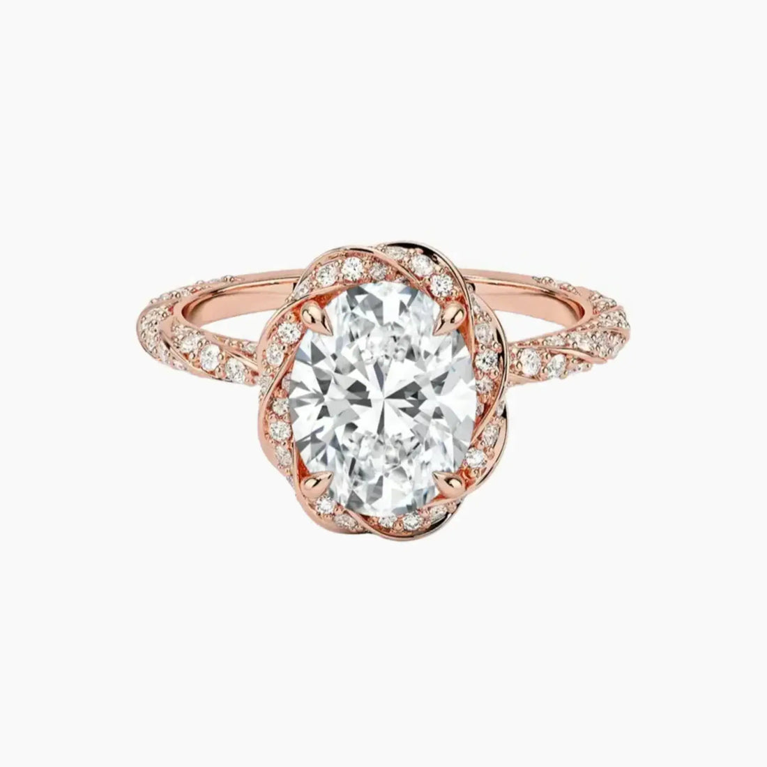 Eliana Oval Designer 2.5 Carat Lab Grown Diamond Engagement Ring in 18K Yellow Gold