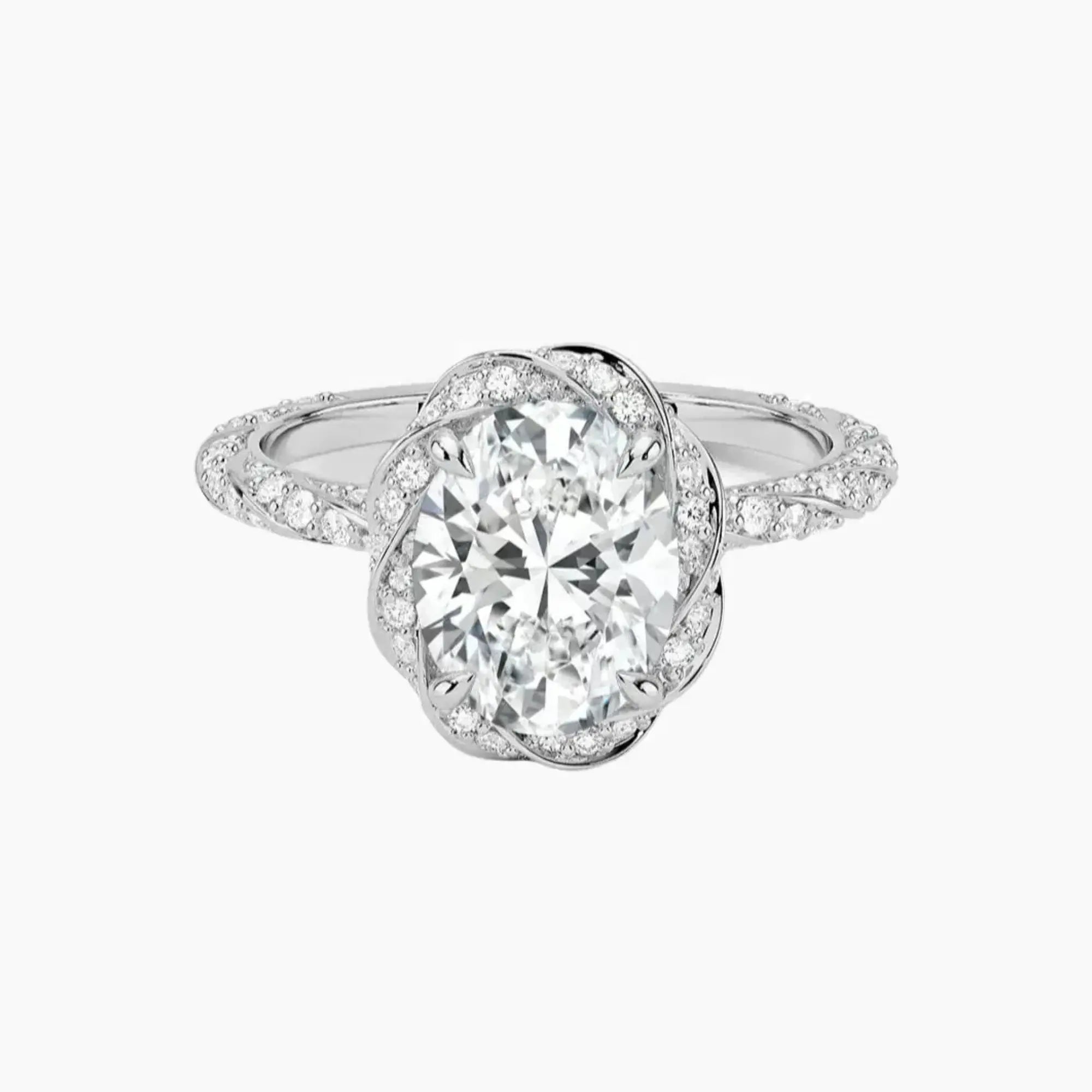 Eliana Oval Designer 3 Carat Lab Grown Diamond Engagement Ring in 14K Yellow Gold