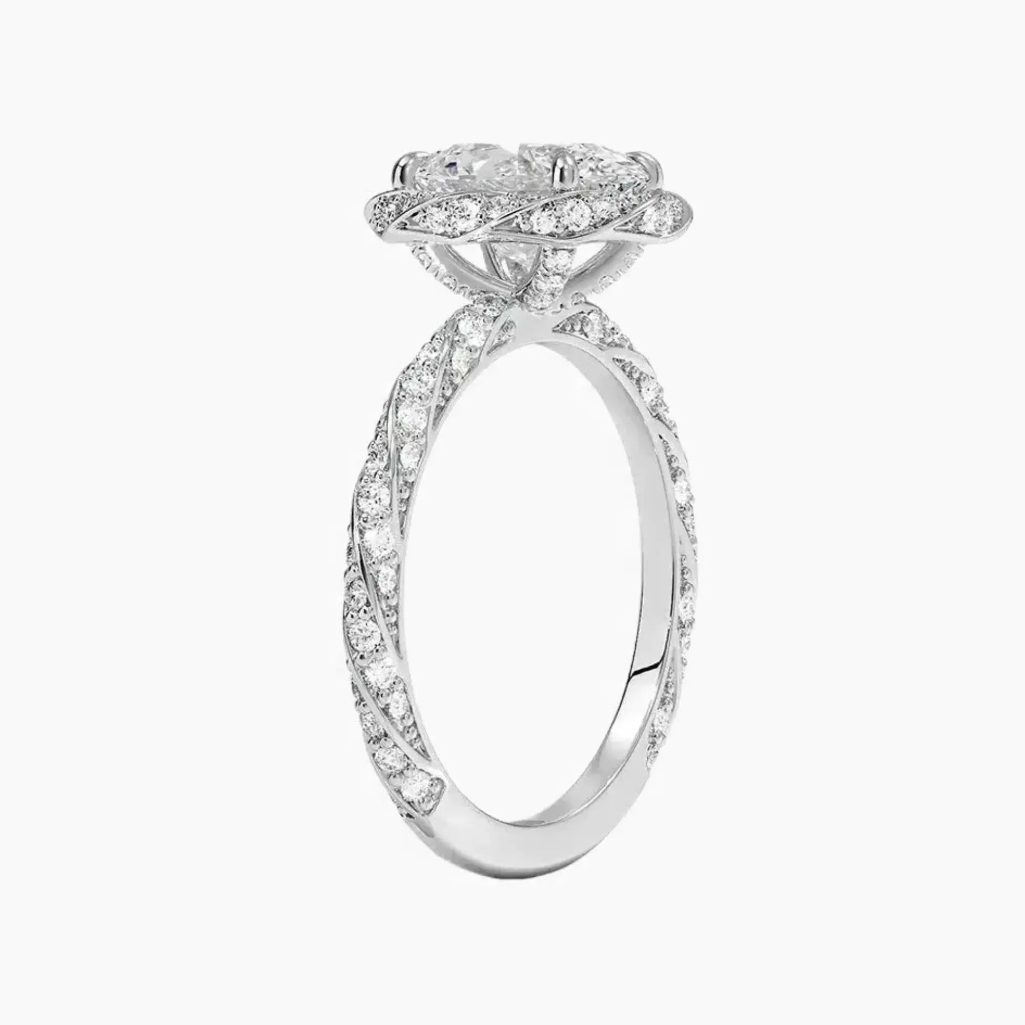 Eliana Oval Designer 2.5 Carat Lab Grown Diamond Engagement Ring in 18K White Gold
