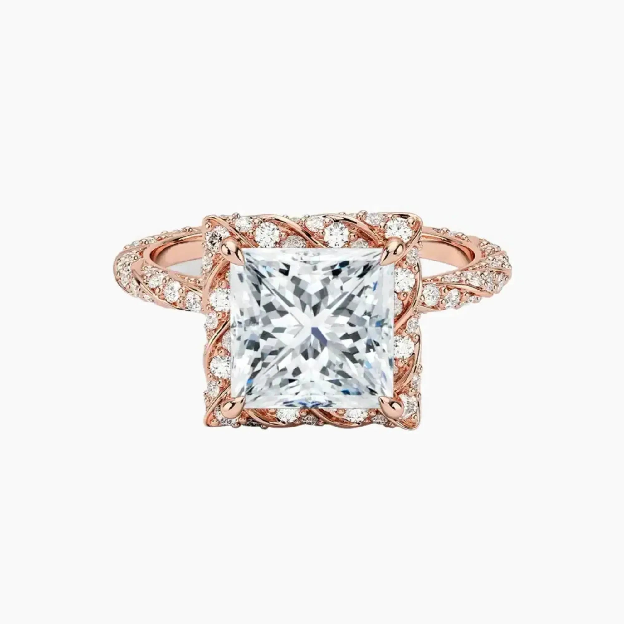 Eliana Princess Designer 1.5 Carat Lab Grown Diamond Engagement Ring in 14K Rose Gold