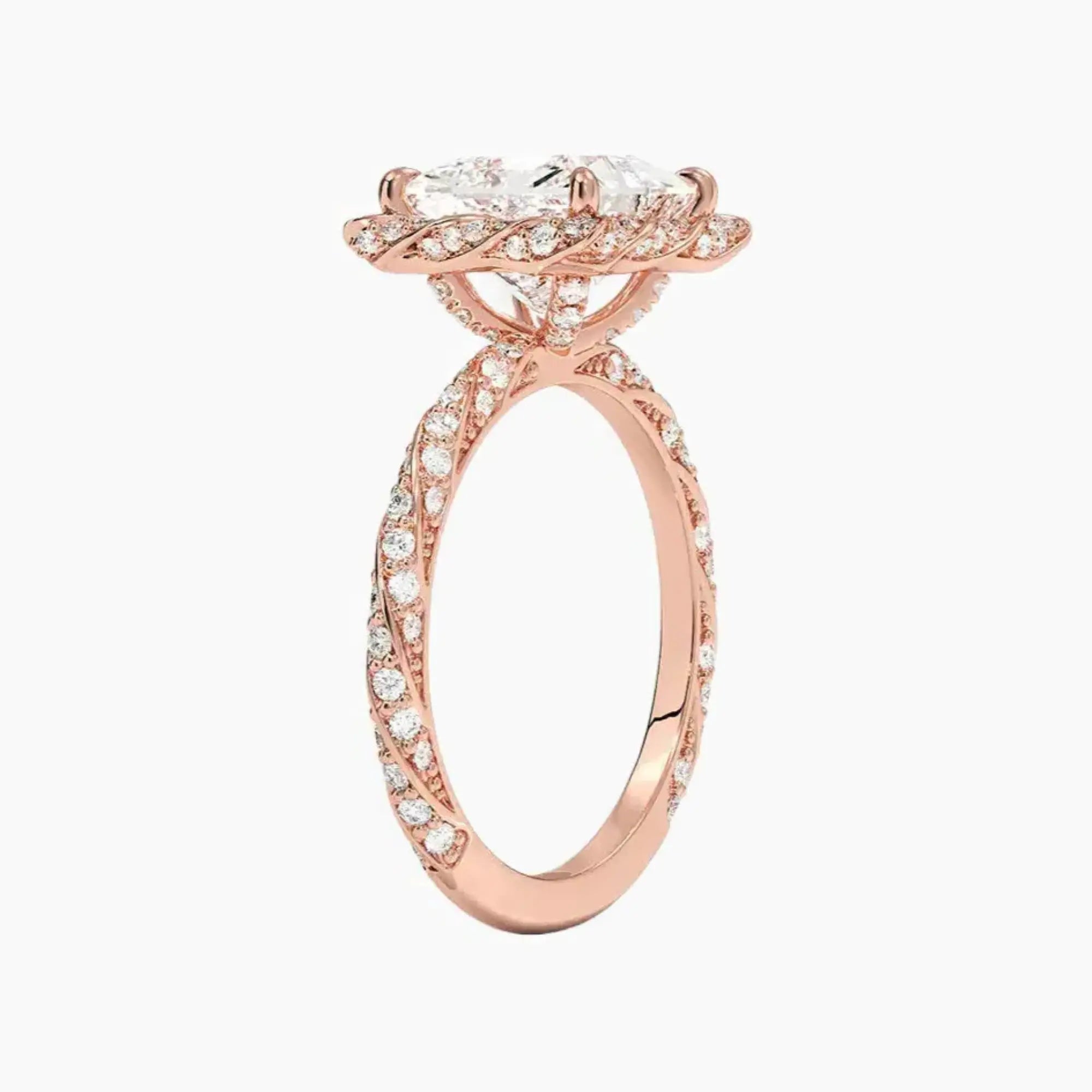 Eliana Princess Designer Diamond Ring Setting in 18K Rose Gold