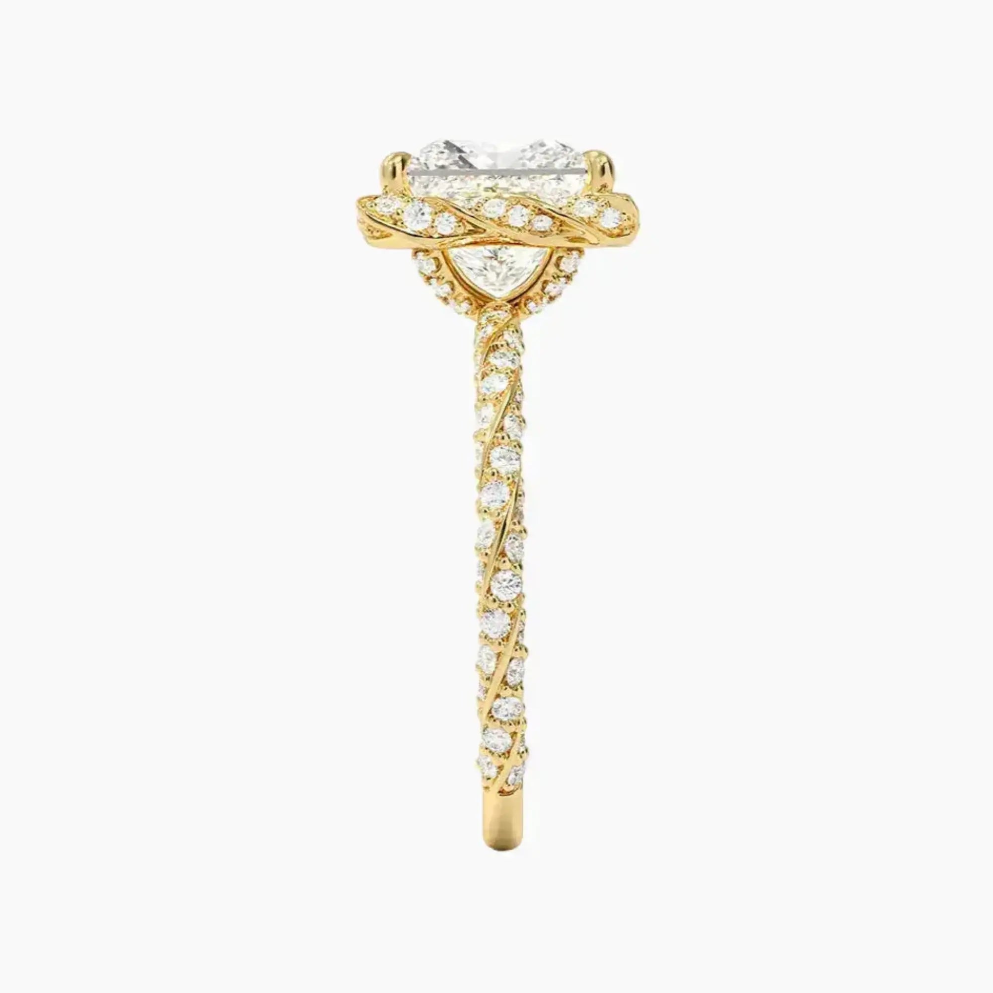 Eliana Princess Designer Diamond Ring Setting in 14K Yellow Gold