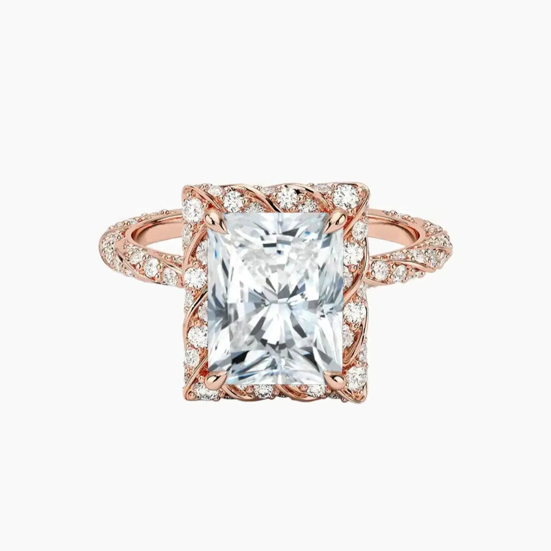 Eliana Radiant Designer 2 Carat Lab Grown Diamond Engagement Ring in 18K White Gold