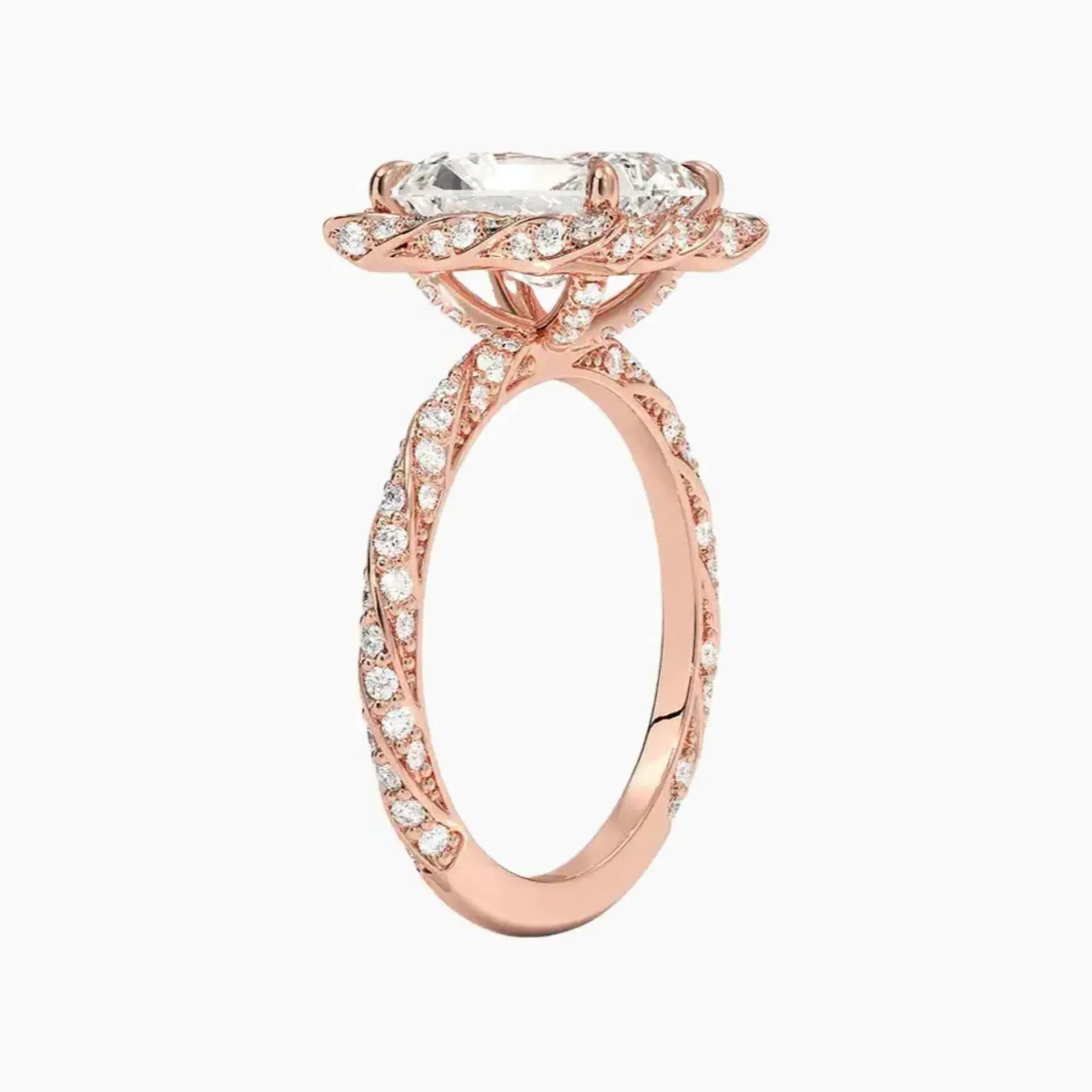 Eliana Radiant Designer 1 Carat Lab Grown Diamond Engagement Ring in 18K White Gold
