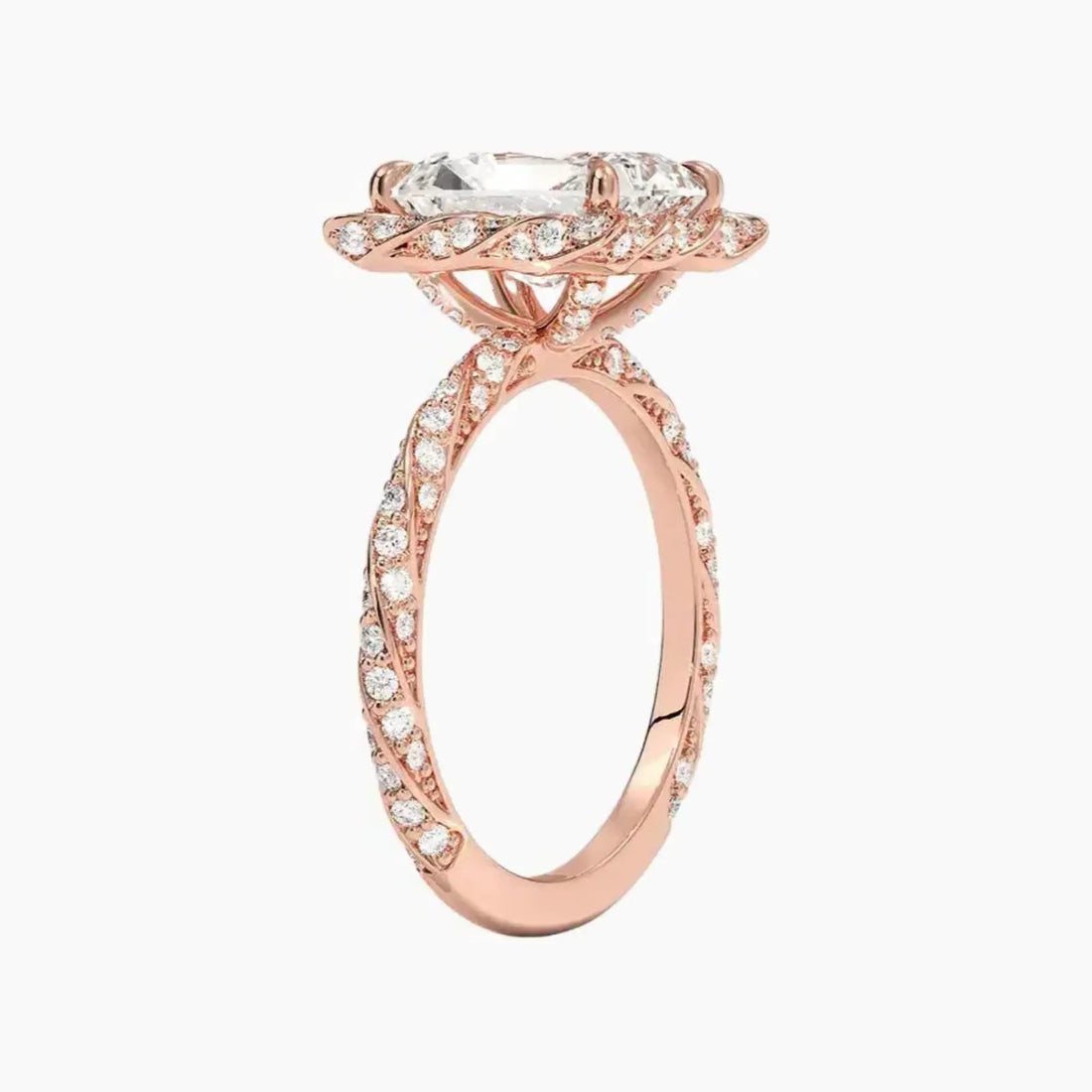 Eliana Radiant Designer 1 Carat Lab Grown Diamond Engagement Ring in 18K Rose Gold