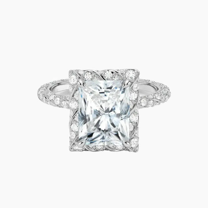 Eliana Radiant Designer 3 Carat Lab Grown Diamond Engagement Ring in 18K White Gold
