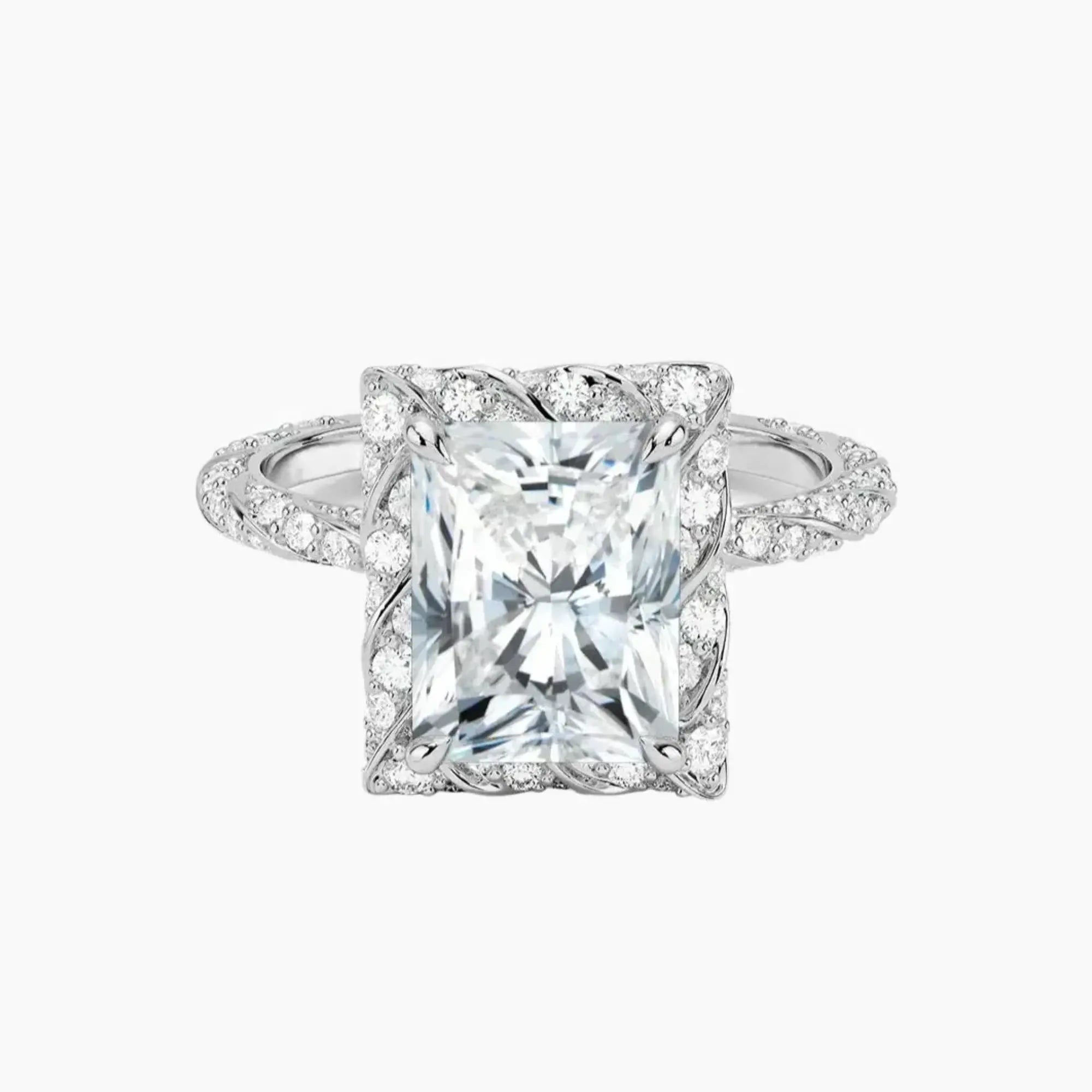 Eliana Radiant Designer Diamond Ring Setting in 14K White Gold