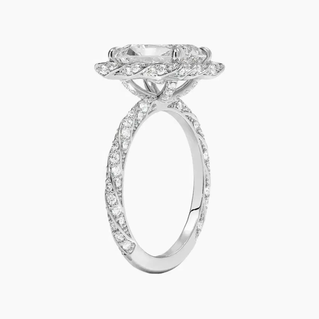 Eliana Radiant Designer 2.5 Carat Lab Grown Diamond Engagement Ring in 18K White Gold
