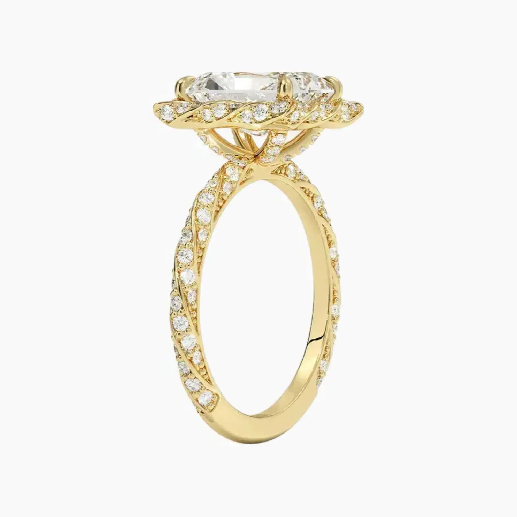 Eliana Radiant Designer 1 Carat Lab Grown Diamond Engagement Ring in 18K Yellow Gold