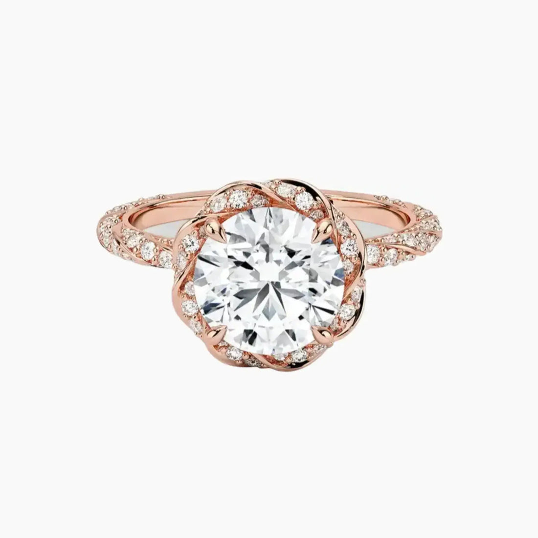Eliana Round Designer 2.5 Carat Lab Grown Diamond Engagement Ring in 18K White Gold