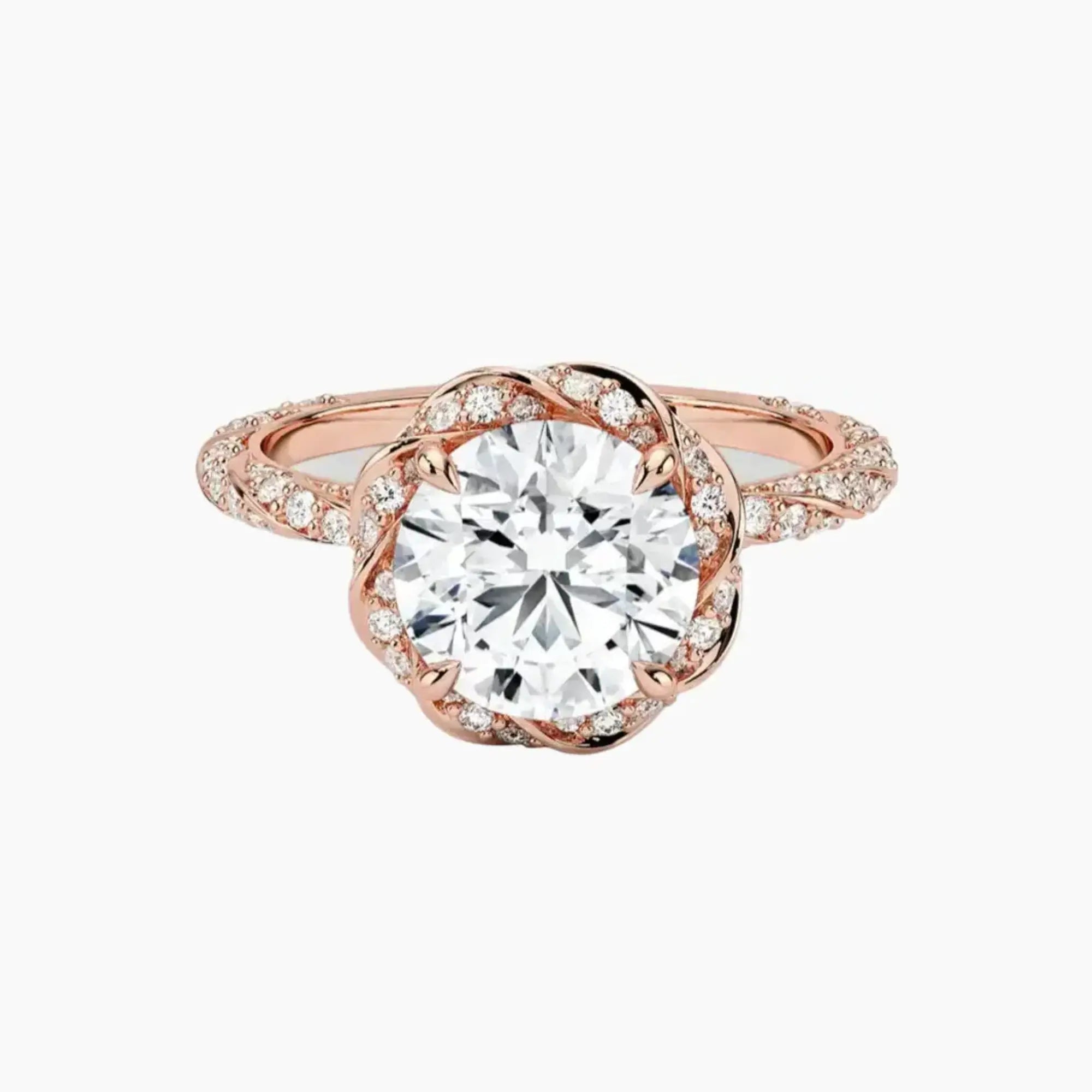 Eliana Round Designer Diamond Ring Setting in 14K Rose Gold