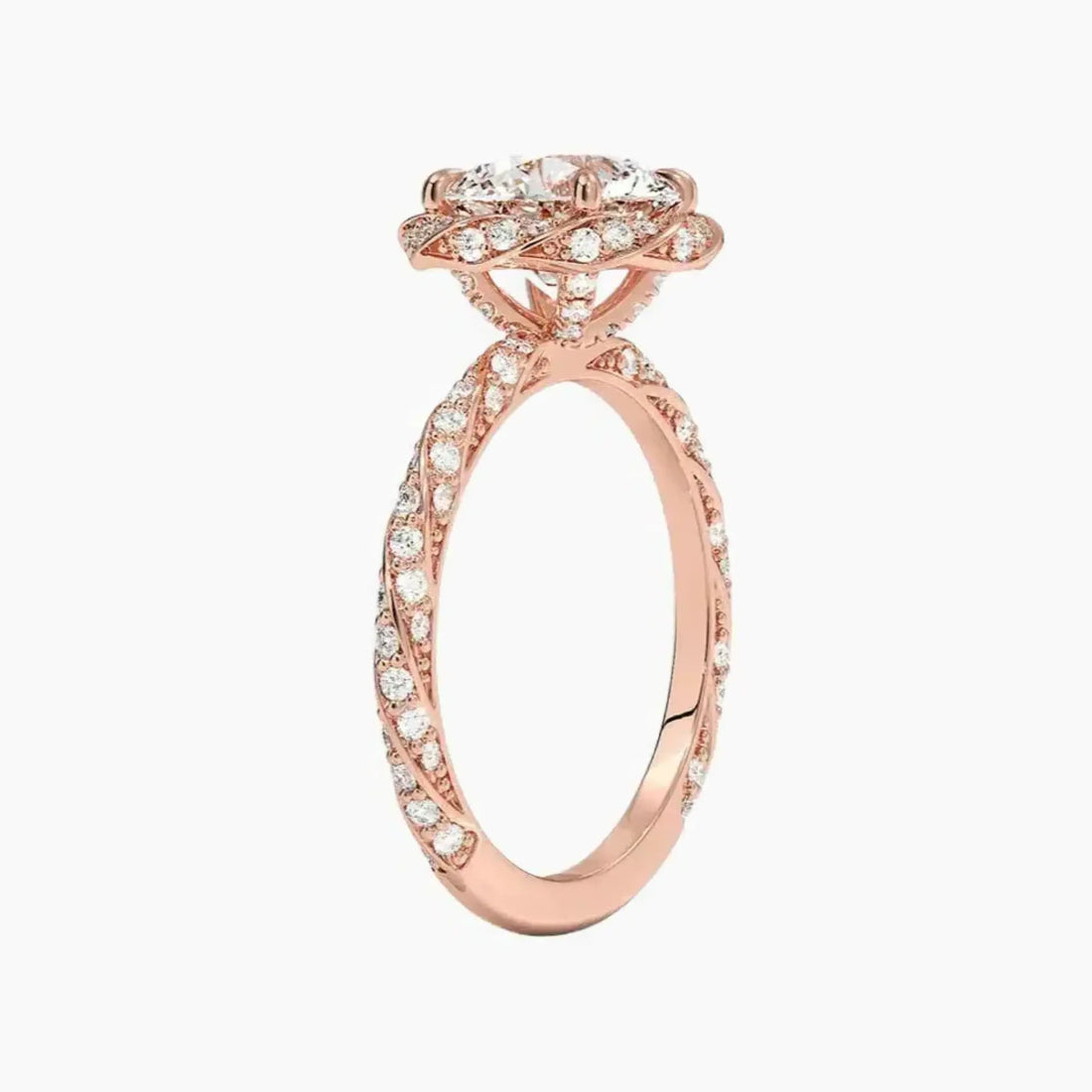 Eliana Round Designer 2.5 Carat Lab Grown Diamond Engagement Ring in 14K Yellow Gold