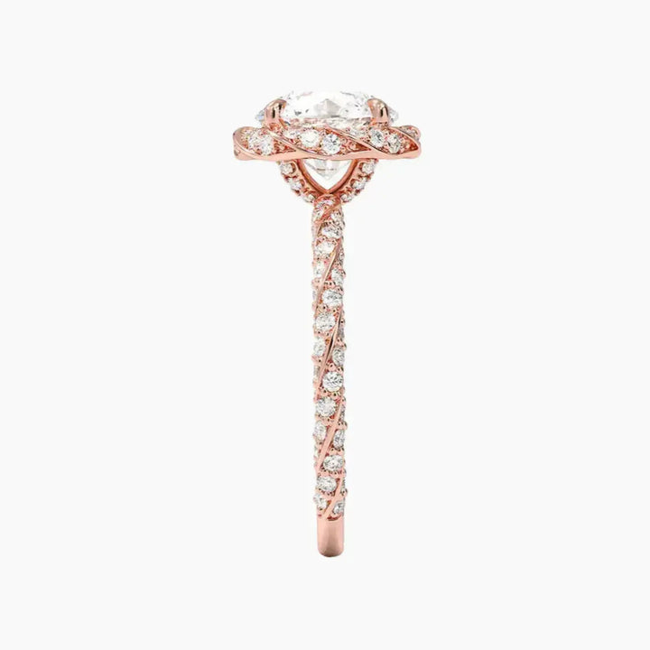 Eliana Round Designer 2.5 Carat Lab Grown Diamond Engagement Ring in 18K White Gold
