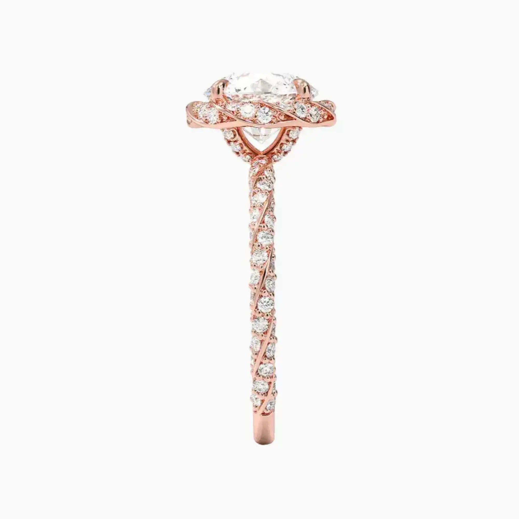 Eliana Round Designer Diamond Ring Setting in 18K Yellow Gold