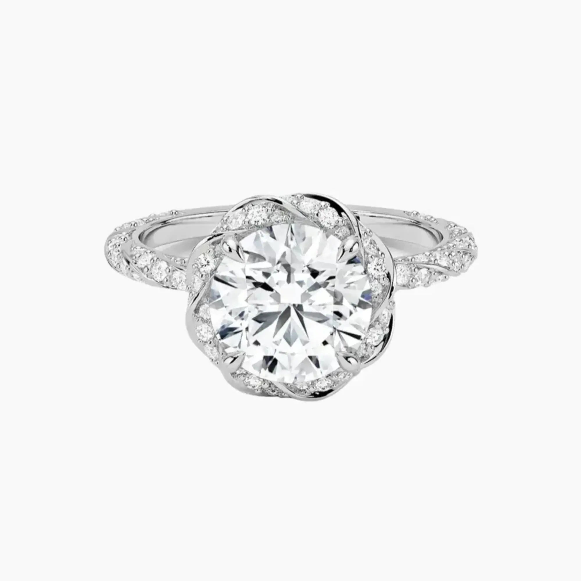 Eliana Round Designer 3 Carat Lab Grown Diamond Engagement Ring in 14K Yellow Gold