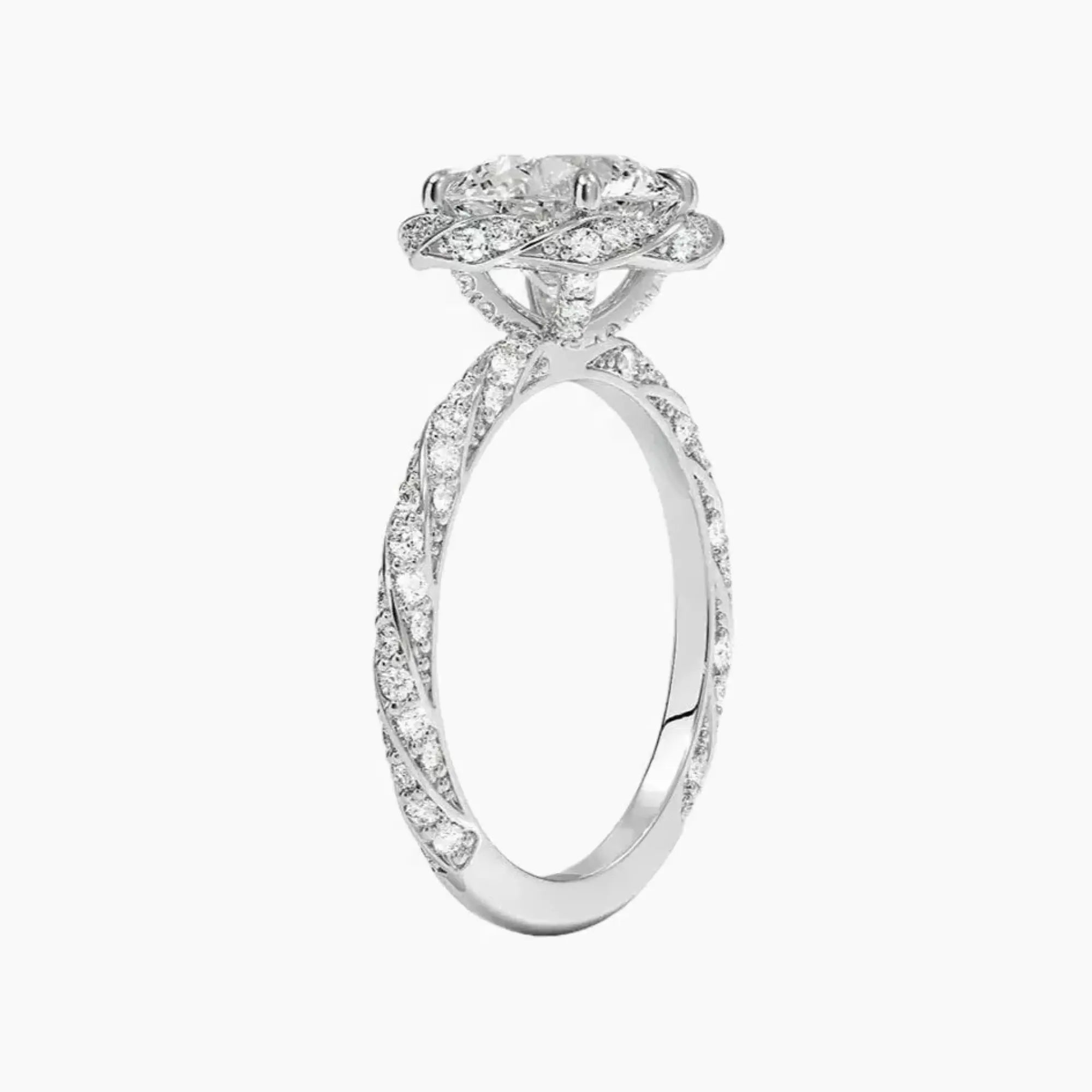 Eliana Round Designer 2 Carat Lab Grown Diamond Engagement Ring in 14K Rose Gold