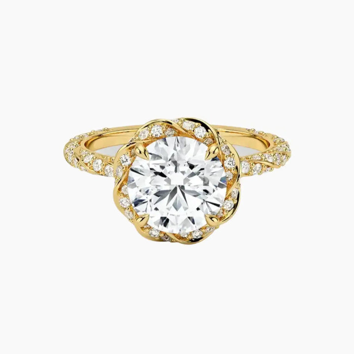 Eliana Round Designer 2 Carat Lab Grown Diamond Engagement Ring in 14K Yellow Gold