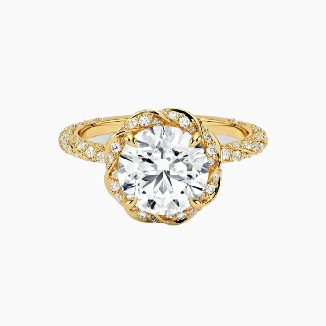 Eliana Round Designer Diamond Ring Setting in 14K White Gold