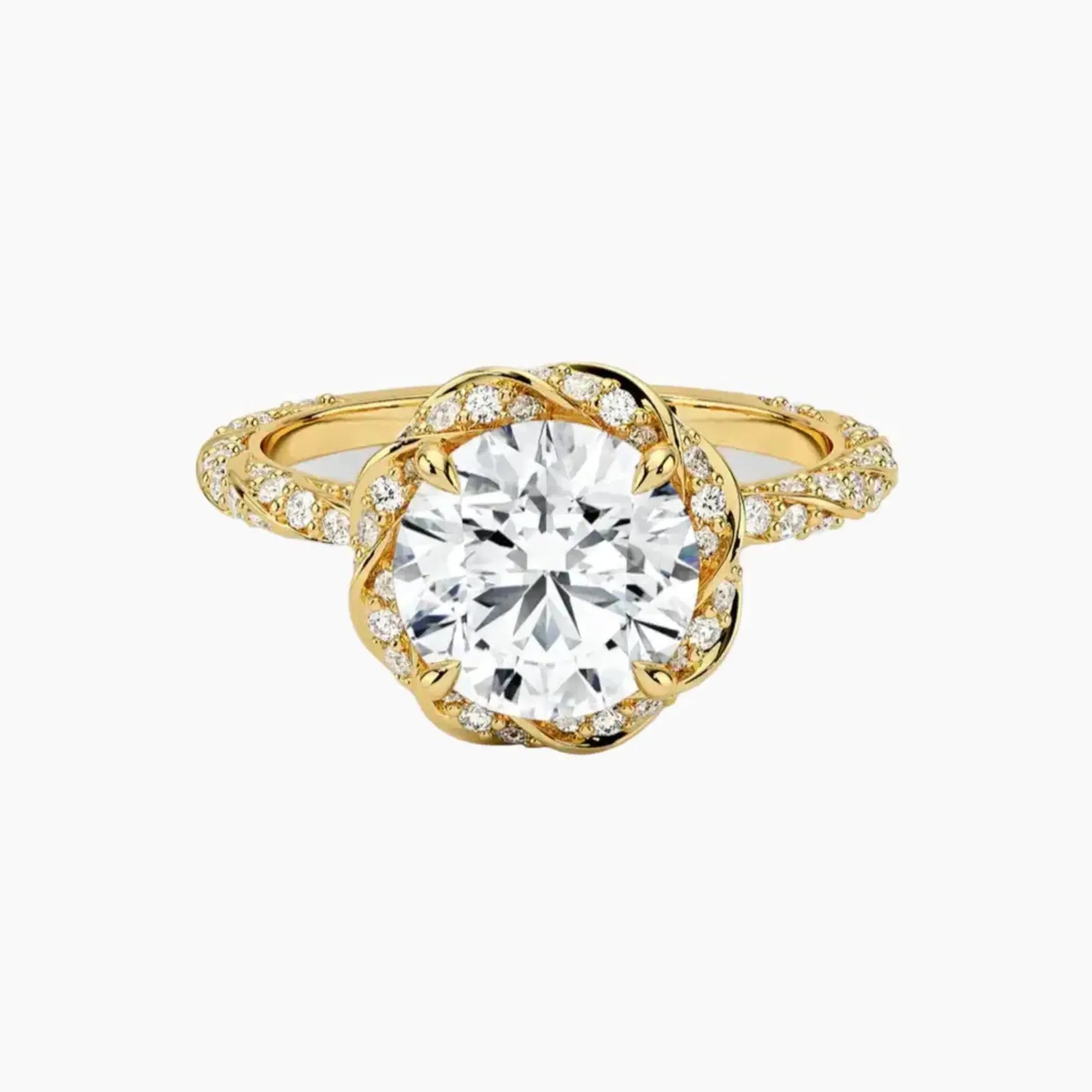 Eliana Round Designer 1 Carat Lab Grown Diamond Engagement Ring in 14K Rose Gold
