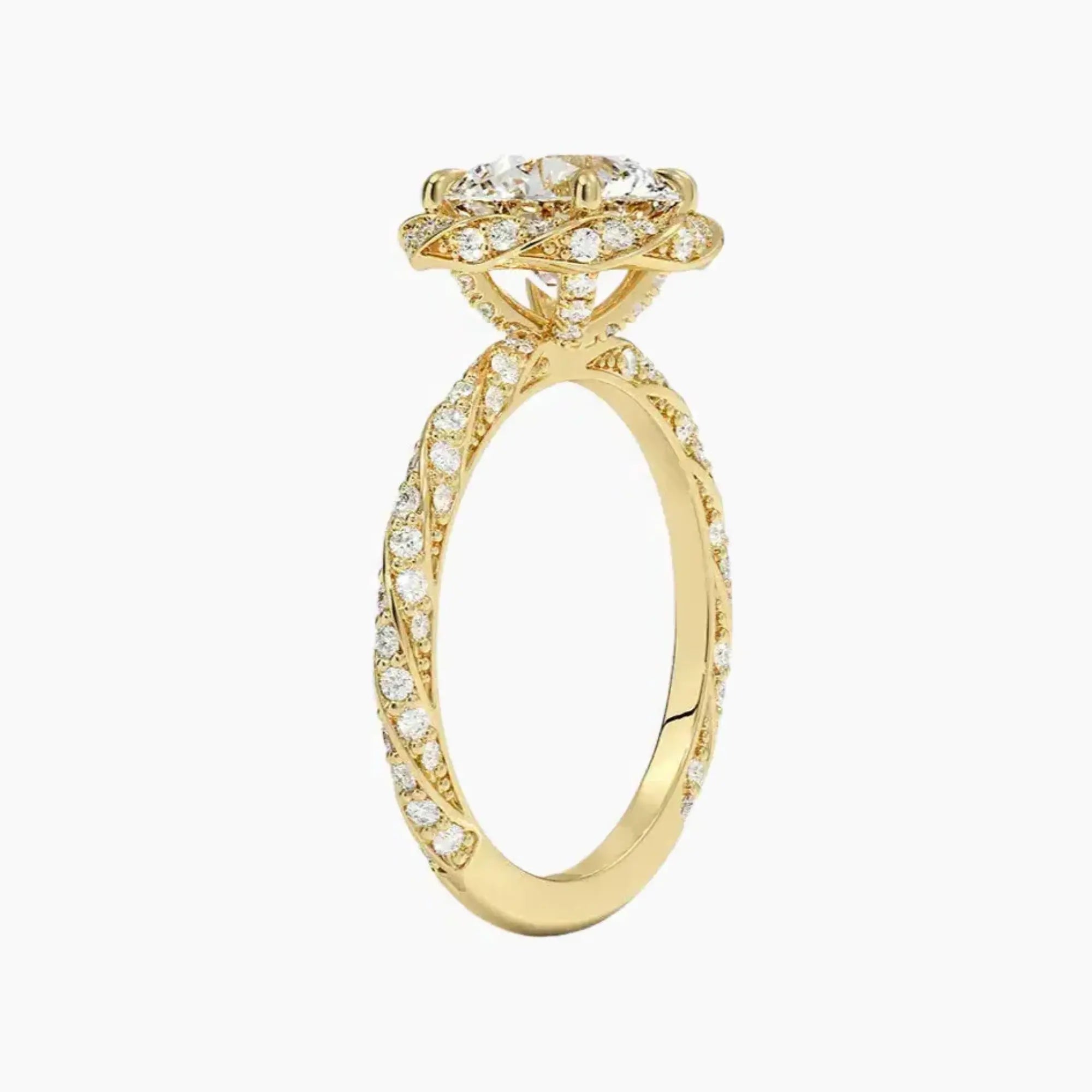 Eliana Round Designer 2 Carat Lab Grown Diamond Engagement Ring in 14K Yellow Gold