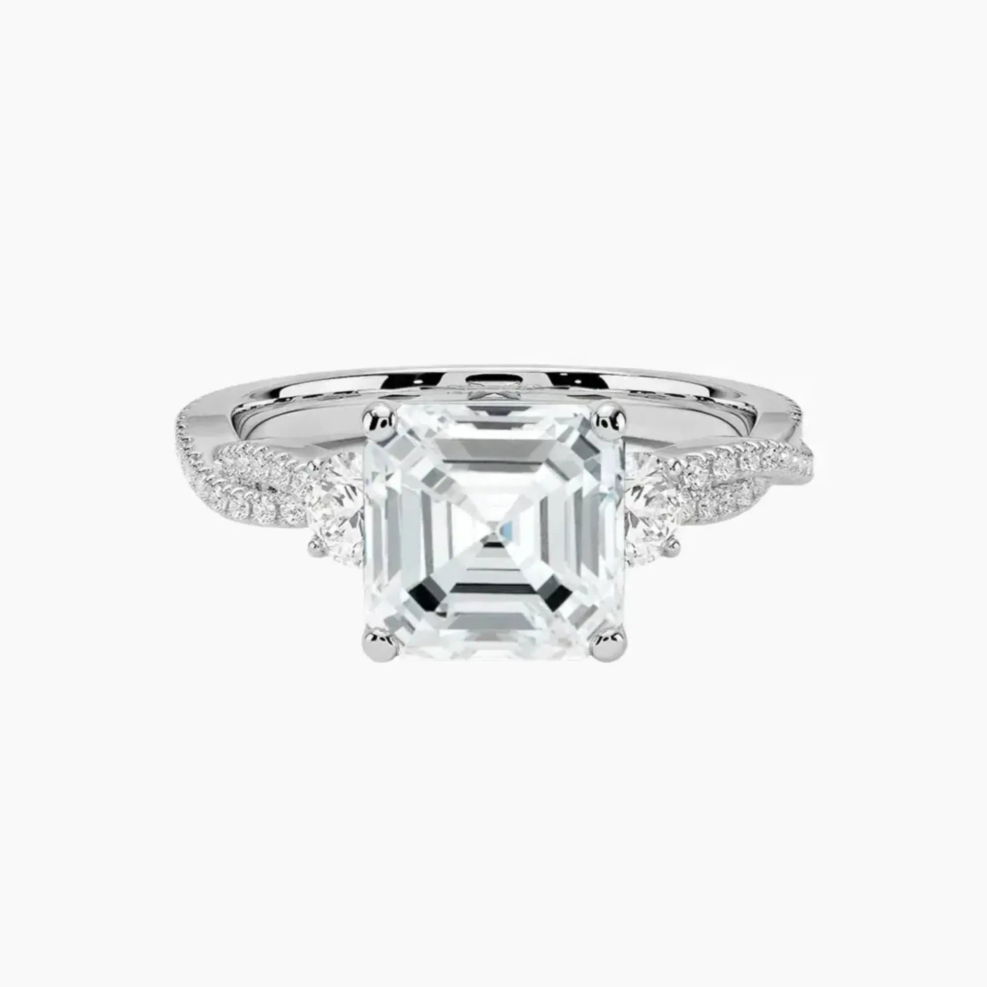 Calista Adorned Twisted Asscher Designer 1 Carat Lab Grown Diamond Engagement Ring in 14K Yellow Gold