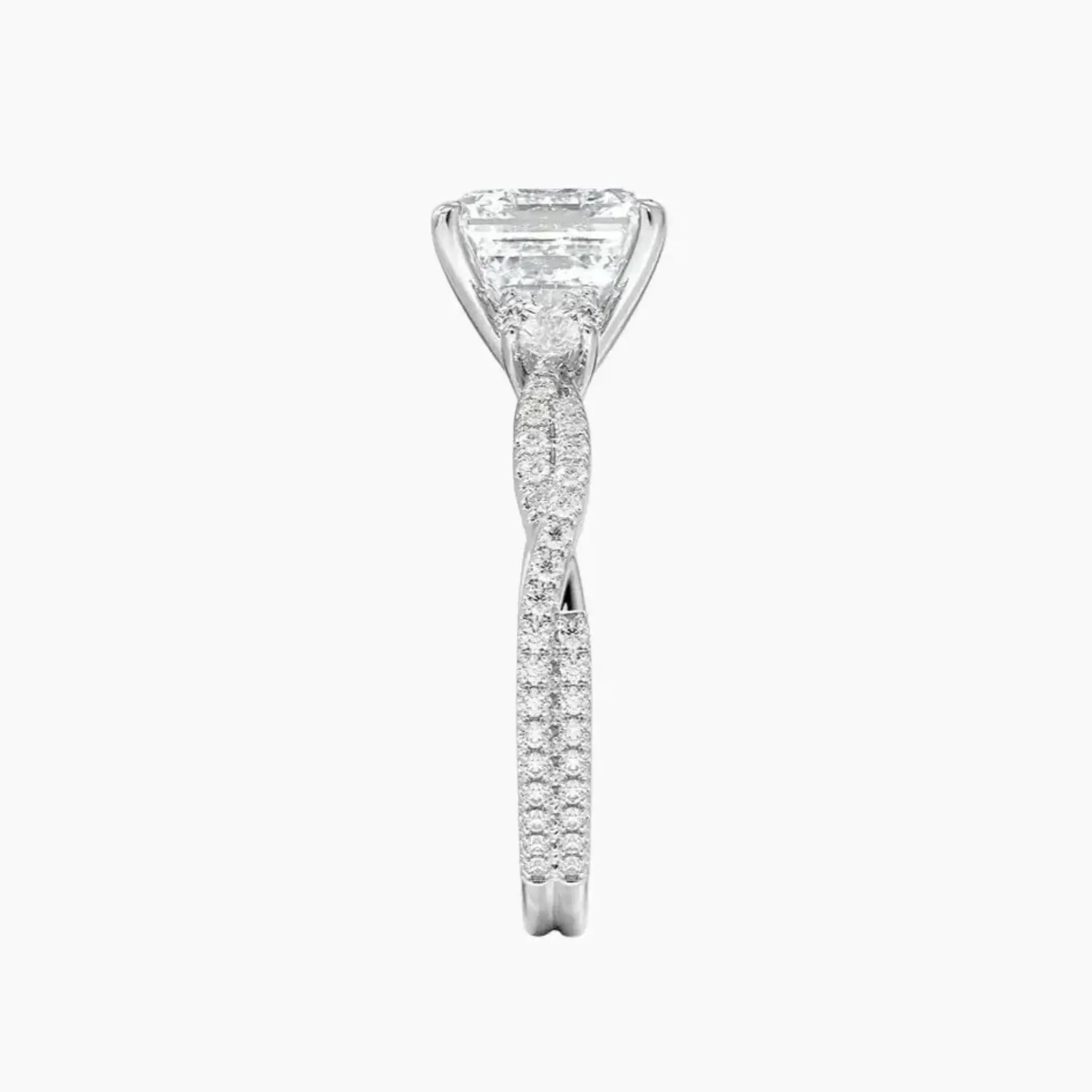 Calista Adorned Twisted Asscher Designer 2.5 Carat Lab Grown Diamond Engagement Ring in 18K Rose Gold