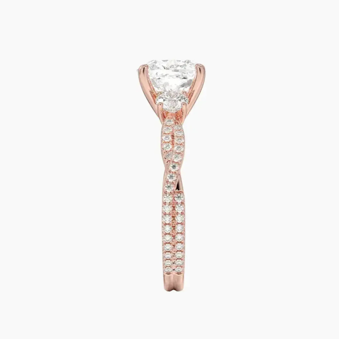 Calista Adorned Twisted Cushion Designer 2 Carat Lab Grown Diamond Engagement Ring in 18K White Gold