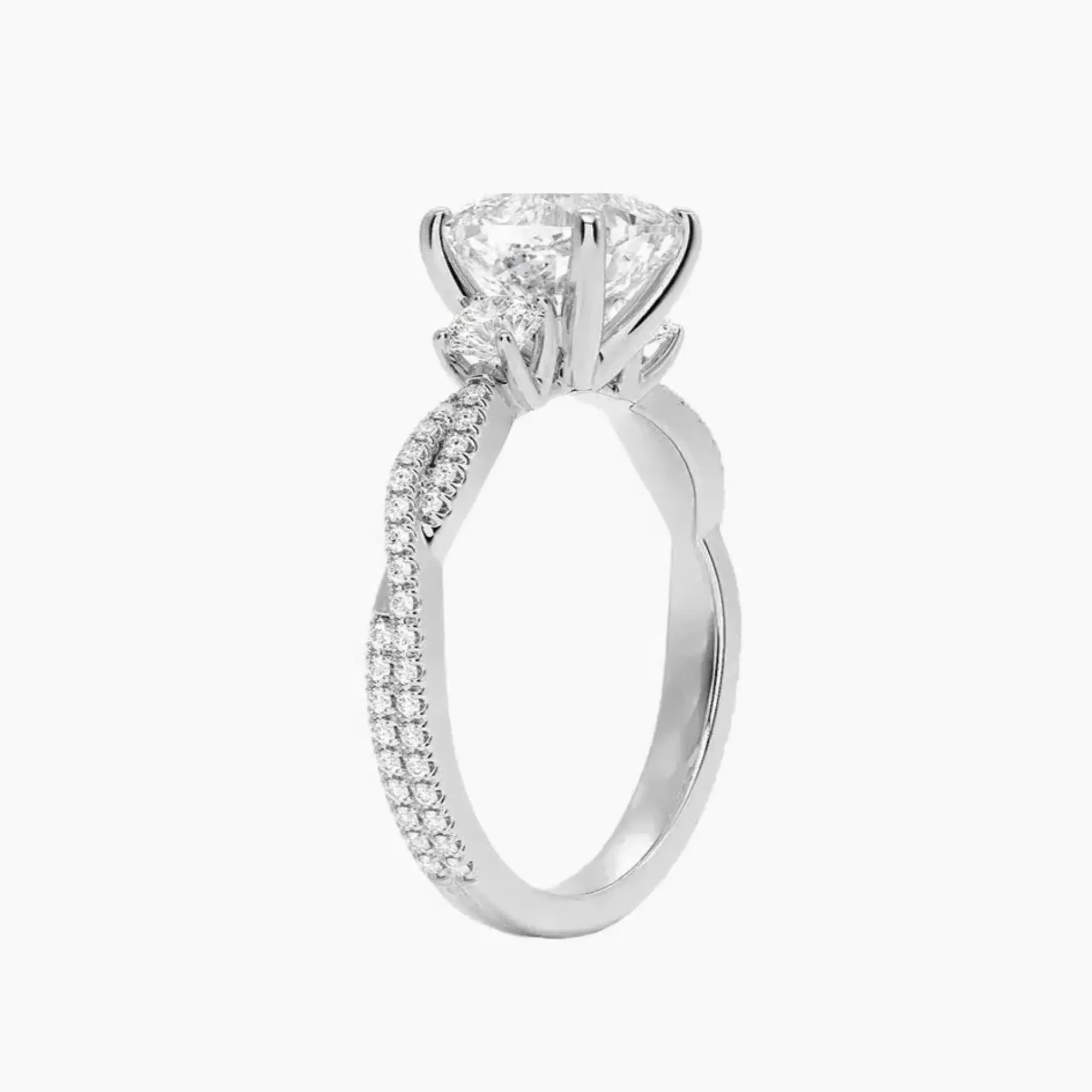 Calista Adorned Twisted Cushion Designer Diamond Ring Setting in 14K Yellow Gold
