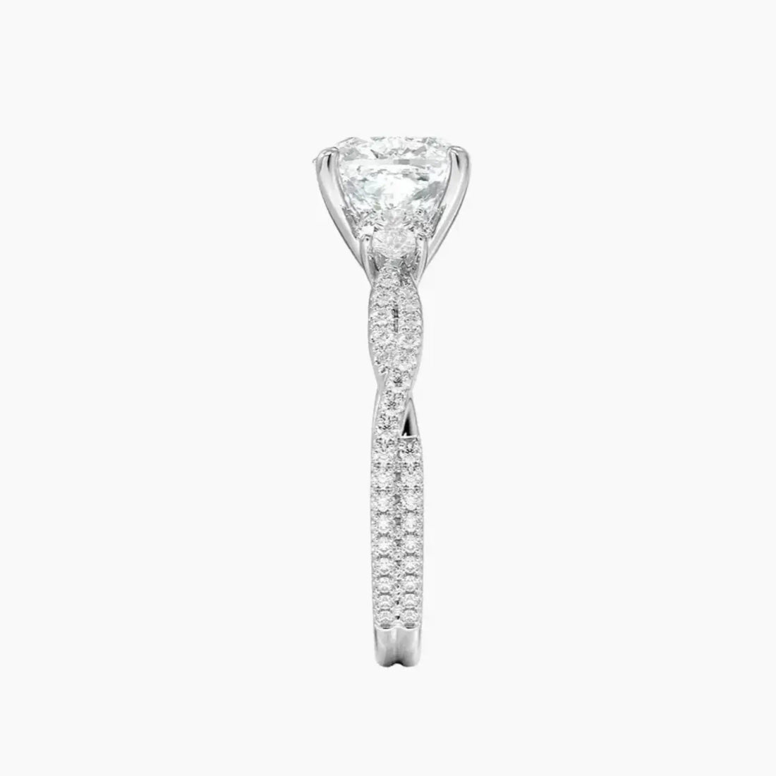 Calista Adorned Twisted Cushion Designer 2 Carat Lab Grown Diamond Engagement Ring in 14K Yellow Gold