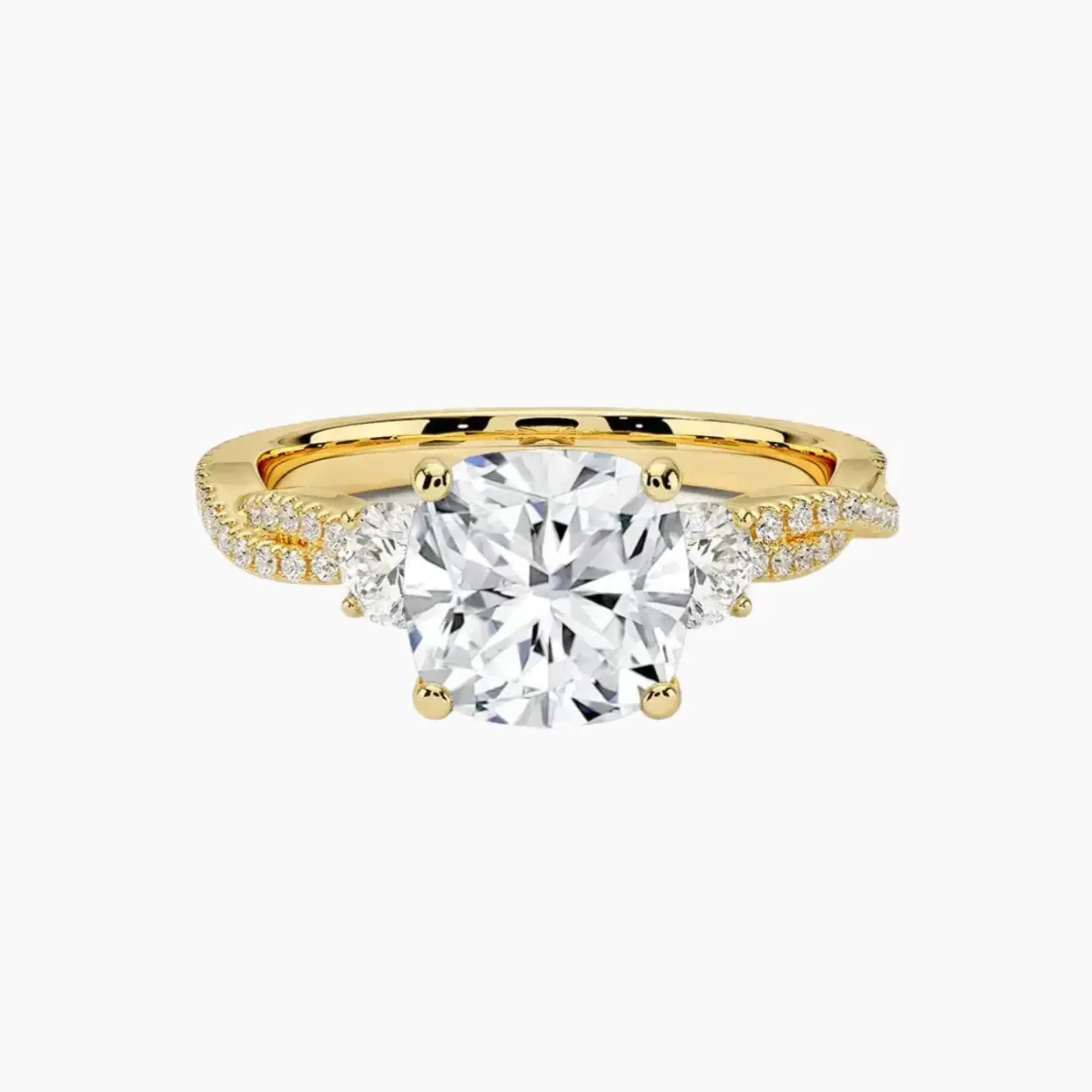 Calista Adorned Twisted Cushion Designer Diamond Ring Setting in 14K Rose Gold
