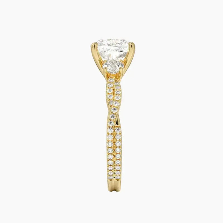 Calista Adorned Twisted Cushion Designer 2 Carat Lab Grown Diamond Engagement Ring in 14K Rose Gold