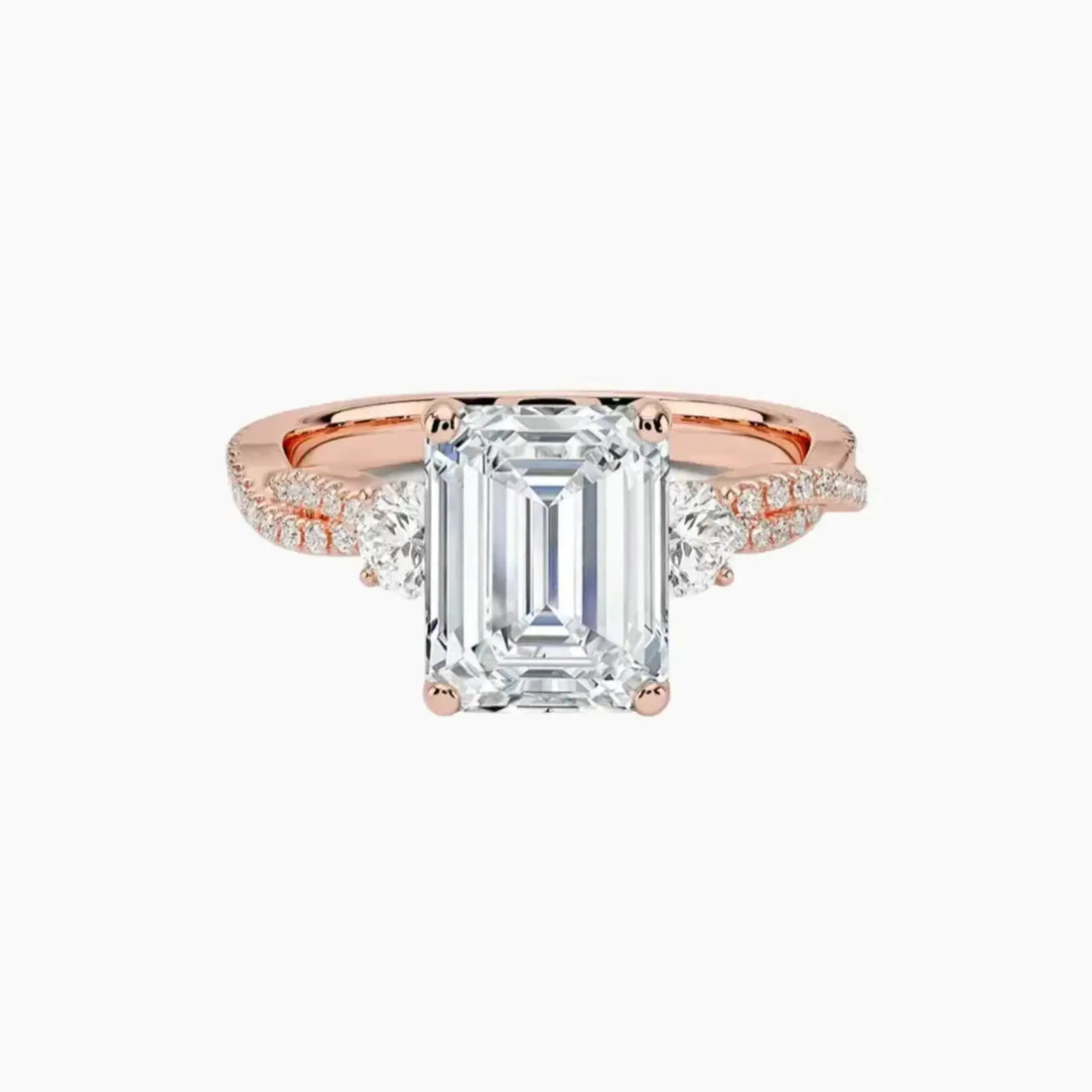 Calista Adorned Twisted Emerald Designer Diamond Ring Setting in 18K Rose Gold