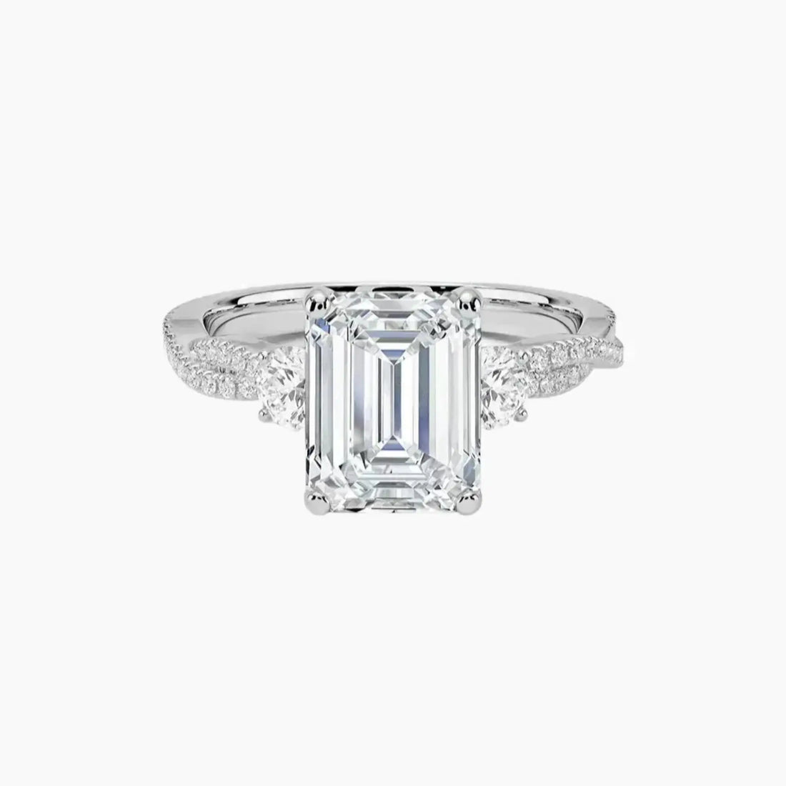 Calista Adorned Twisted Emerald Designer 2.5 Carat Lab Grown Diamond Engagement Ring in 18K Yellow Gold