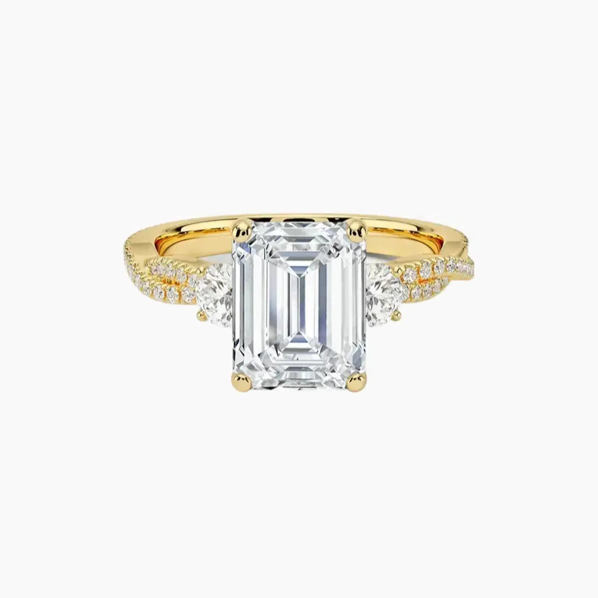 Calista Adorned Twisted Emerald Designer Diamond Ring Setting in 18K Yellow Gold