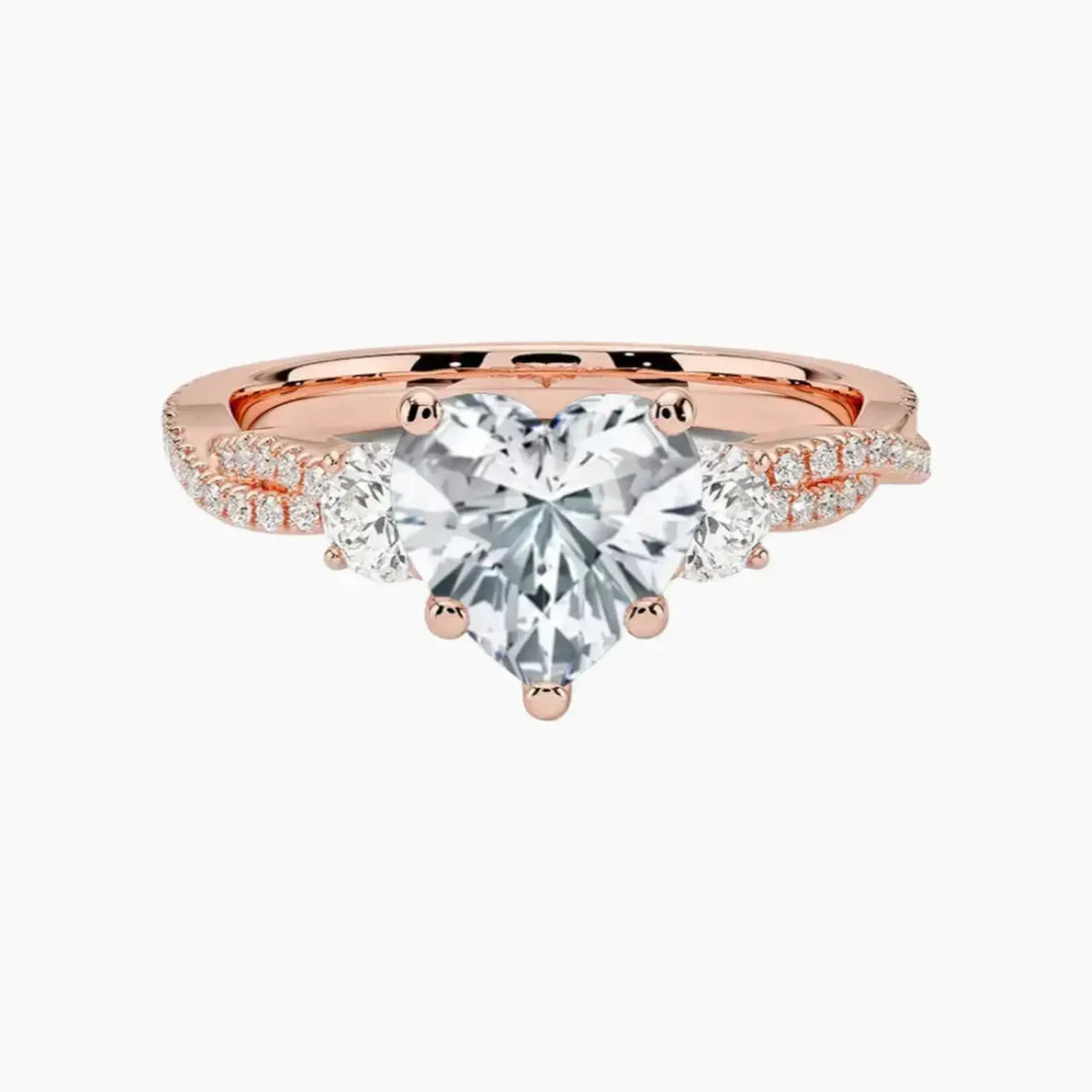 Calista Adorned Twisted Heart Designer 2 Carat Lab Grown Diamond Engagement Ring in 14K Yellow Gold