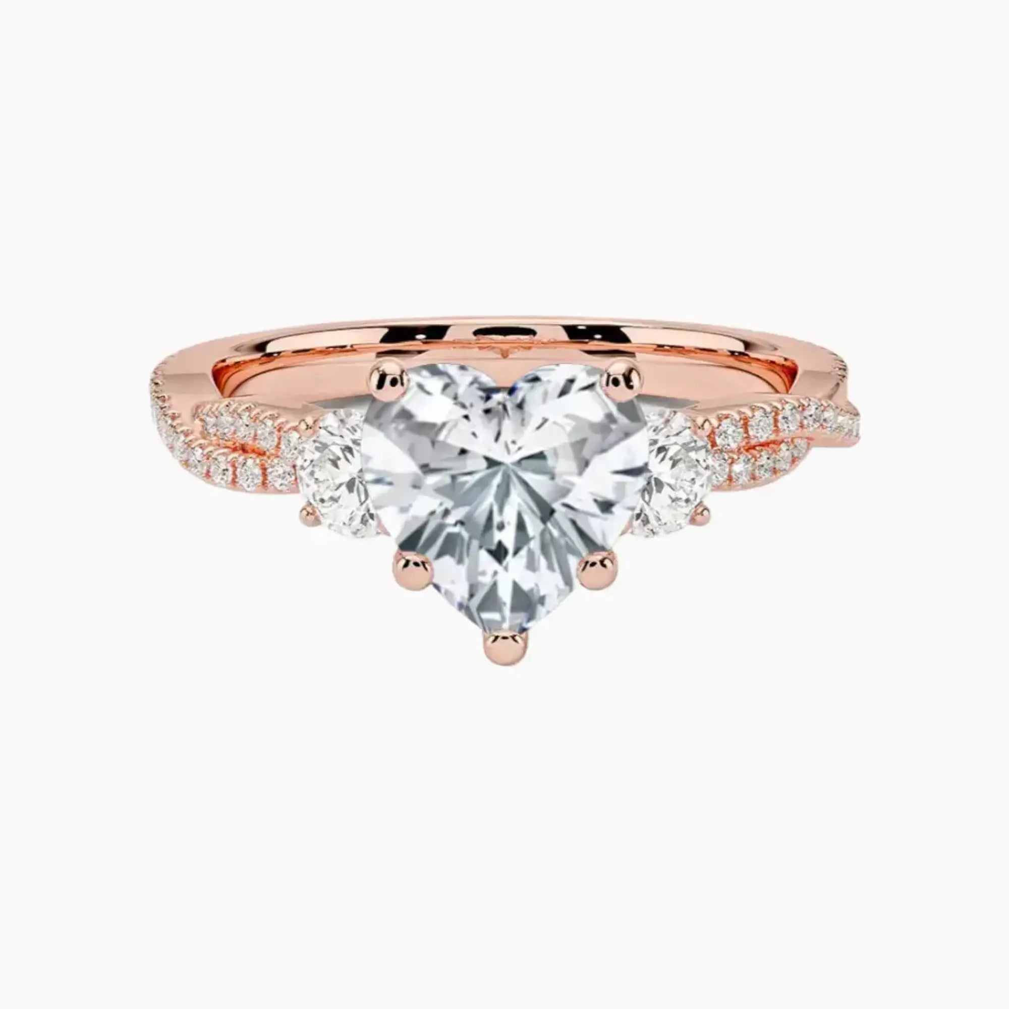 Calista Adorned Twisted Heart Designer Diamond Ring Setting in 18K White Gold