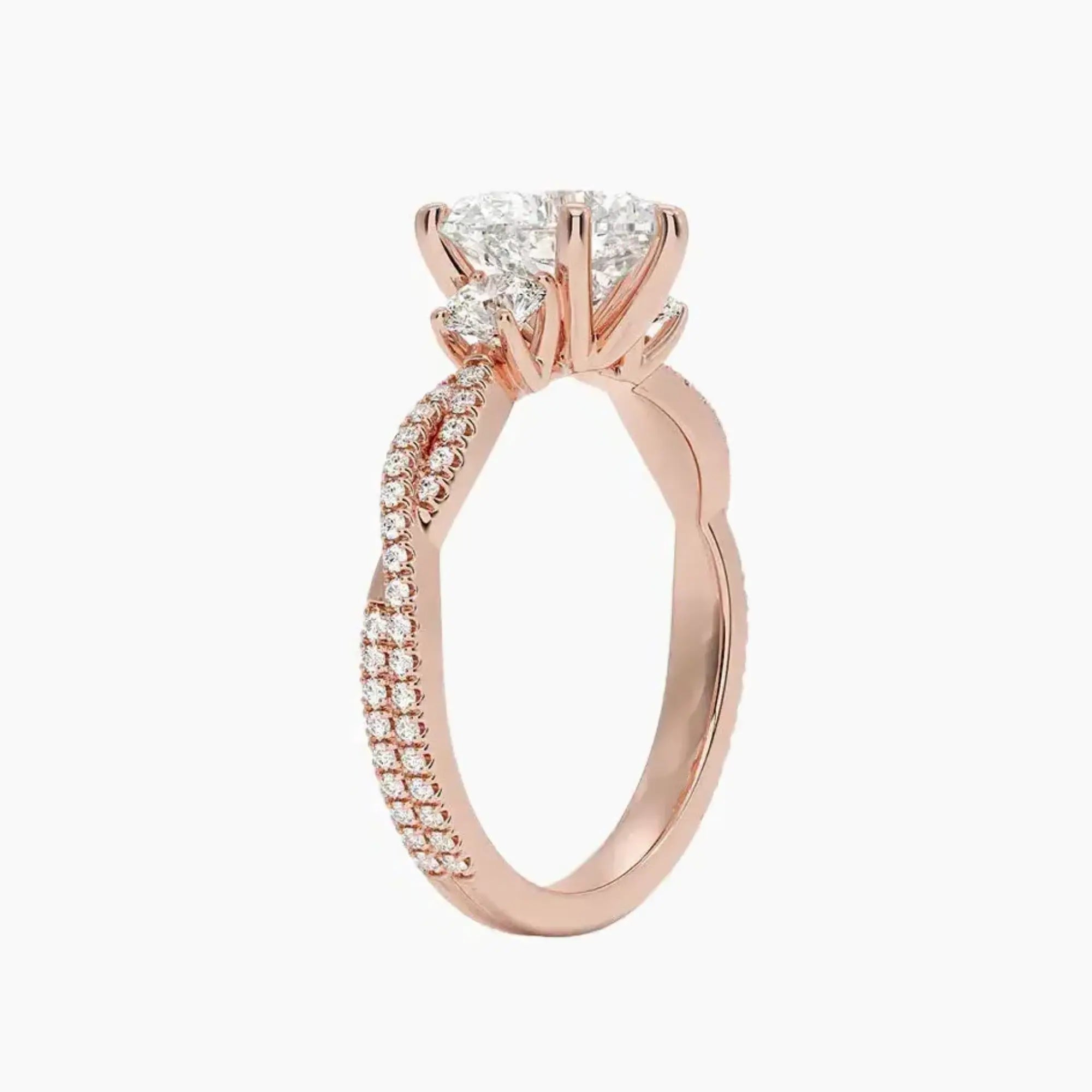 Calista Adorned Twisted Heart Designer 1 Carat Lab Grown Diamond Engagement Ring in 14K Yellow Gold