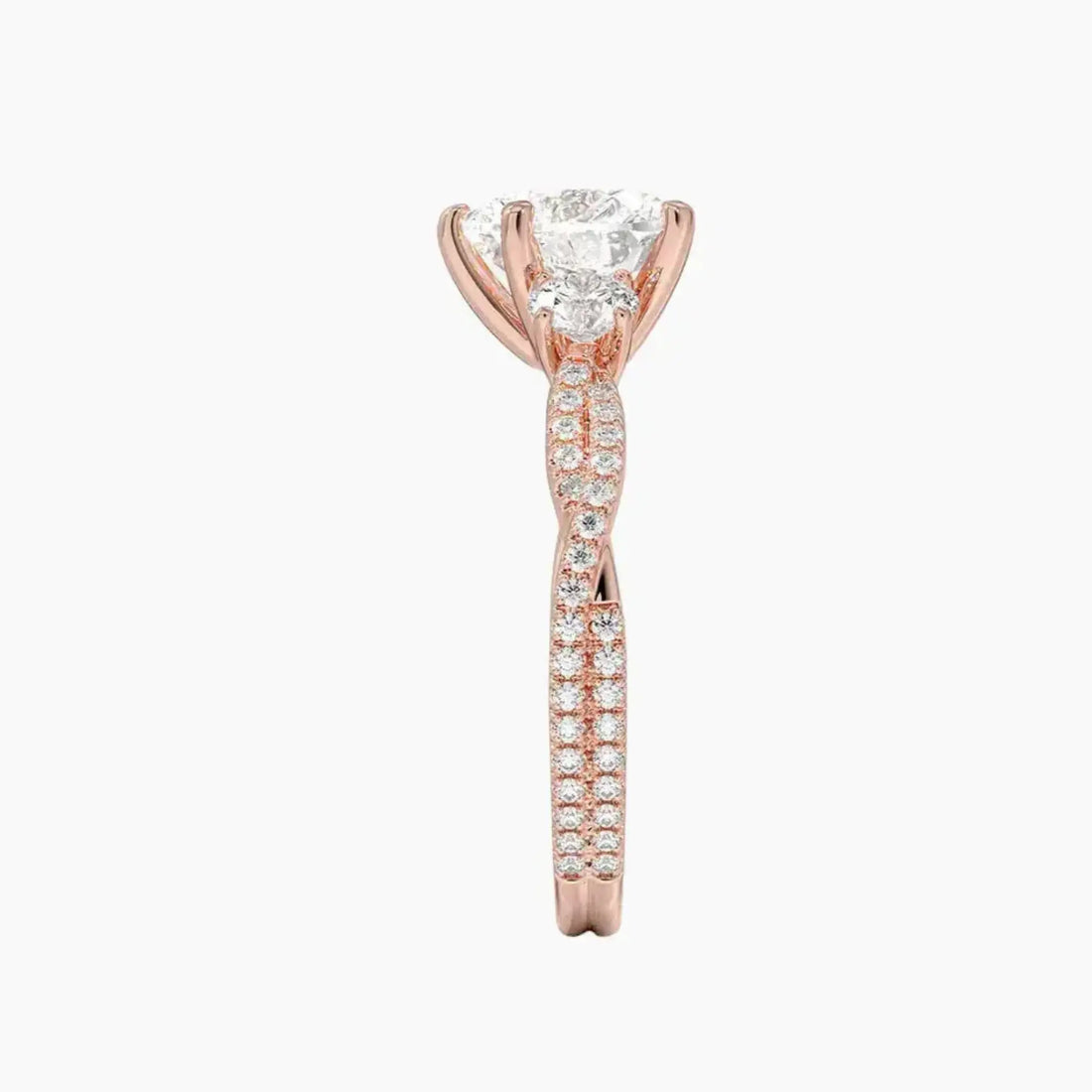 Calista Adorned Twisted Heart Designer 3 Carat Lab Grown Diamond Engagement Ring in 18K Yellow Gold
