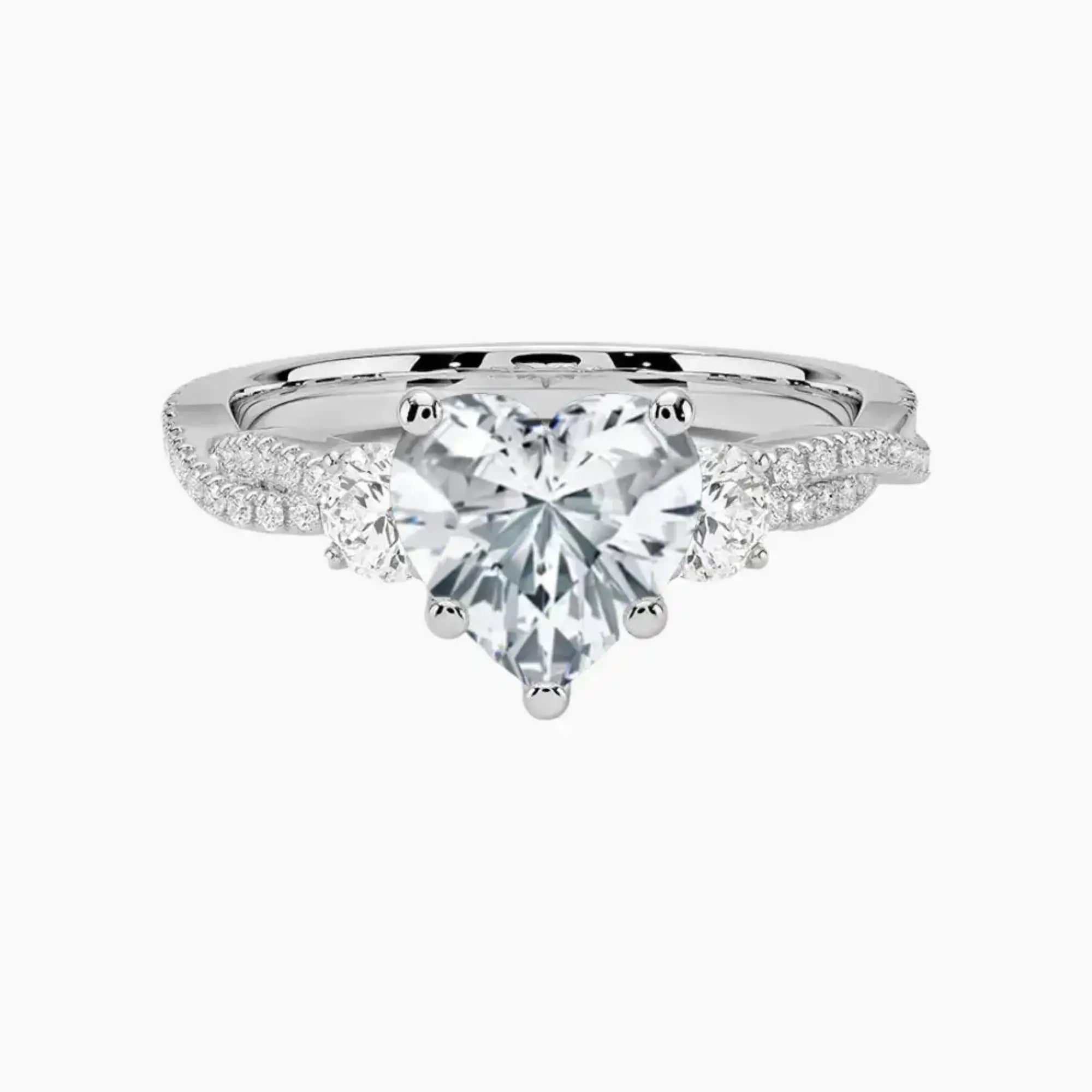 Calista Adorned Twisted Heart Designer 2.5 Carat Lab Grown Diamond Engagement Ring in 18K Yellow Gold