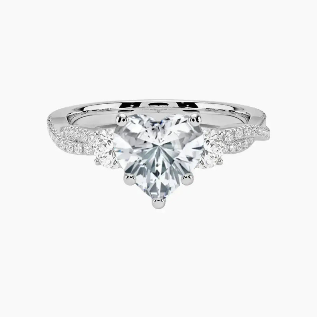 Calista Adorned Twisted Heart Designer 3 Carat Lab Grown Diamond Engagement Ring in 14K Yellow Gold