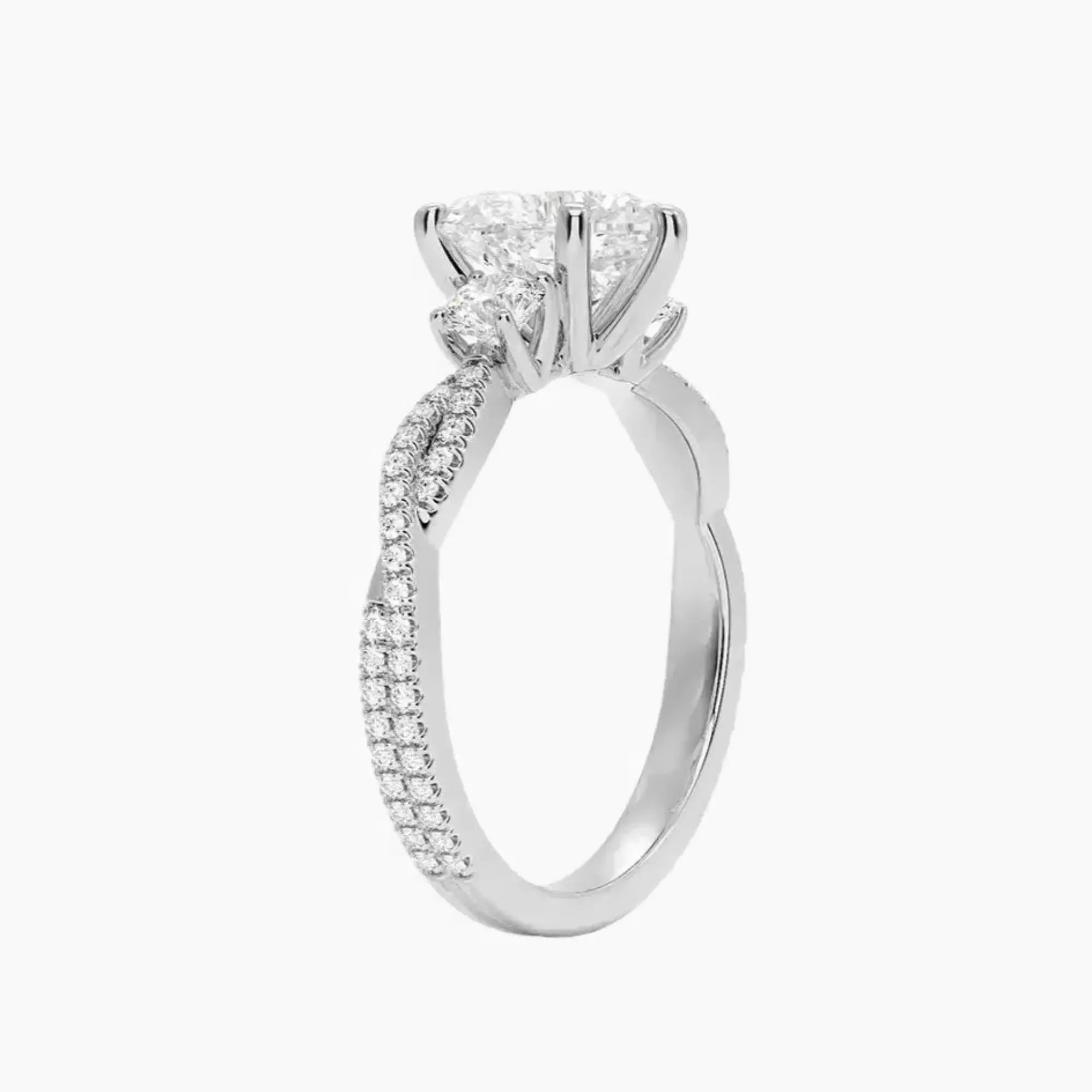 Calista Adorned Twisted Heart Designer Diamond Ring Setting in 18K White Gold