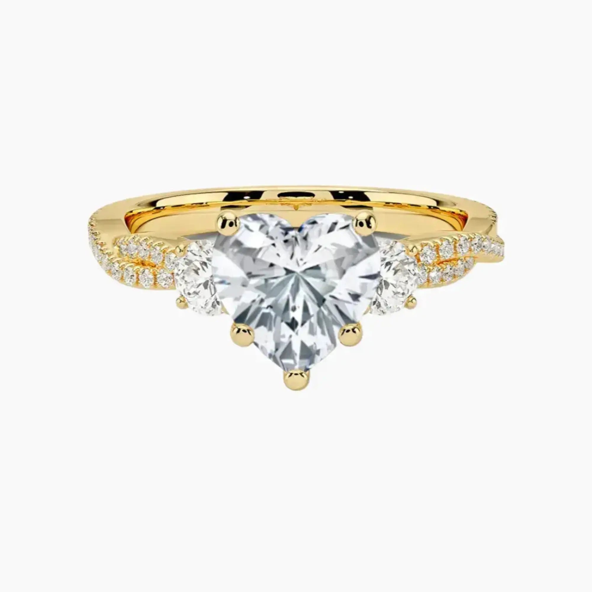 Calista Adorned Twisted Heart Designer 3 Carat Lab Grown Diamond Engagement Ring in 18K White Gold