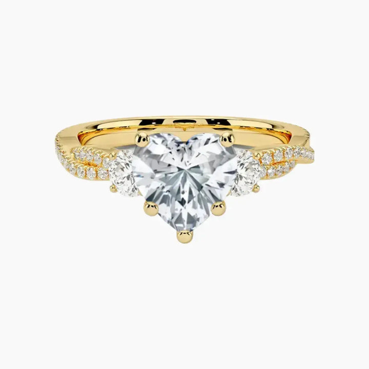Calista Adorned Twisted Heart Designer 2.5 Carat Lab Grown Diamond Engagement Ring in 14K Yellow Gold