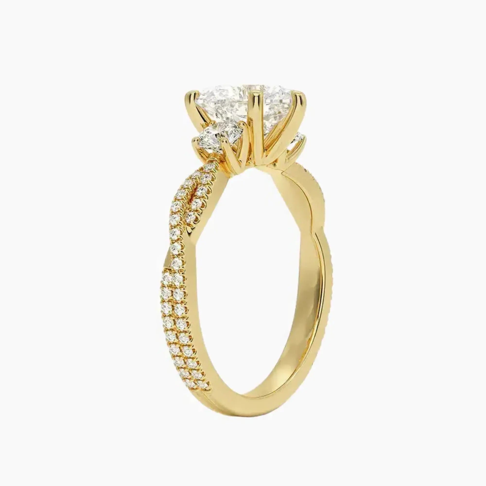 Calista Adorned Twisted Heart Designer 2.5 Carat Lab Grown Diamond Engagement Ring in 18K White Gold