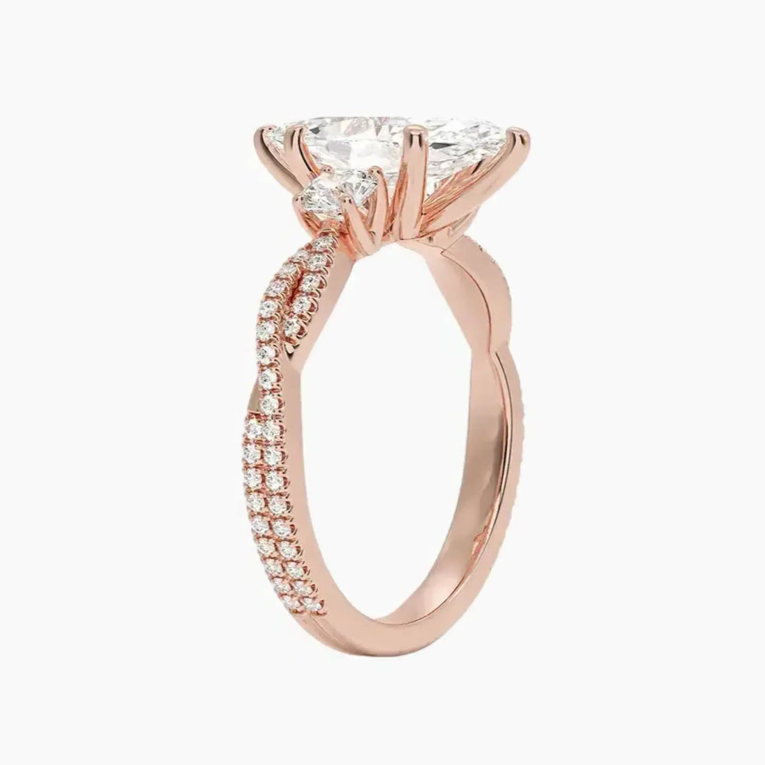 Calista Adorned Twisted Marquise Designer 1 Carat Lab Grown Diamond Engagement Ring in 18K Yellow Gold