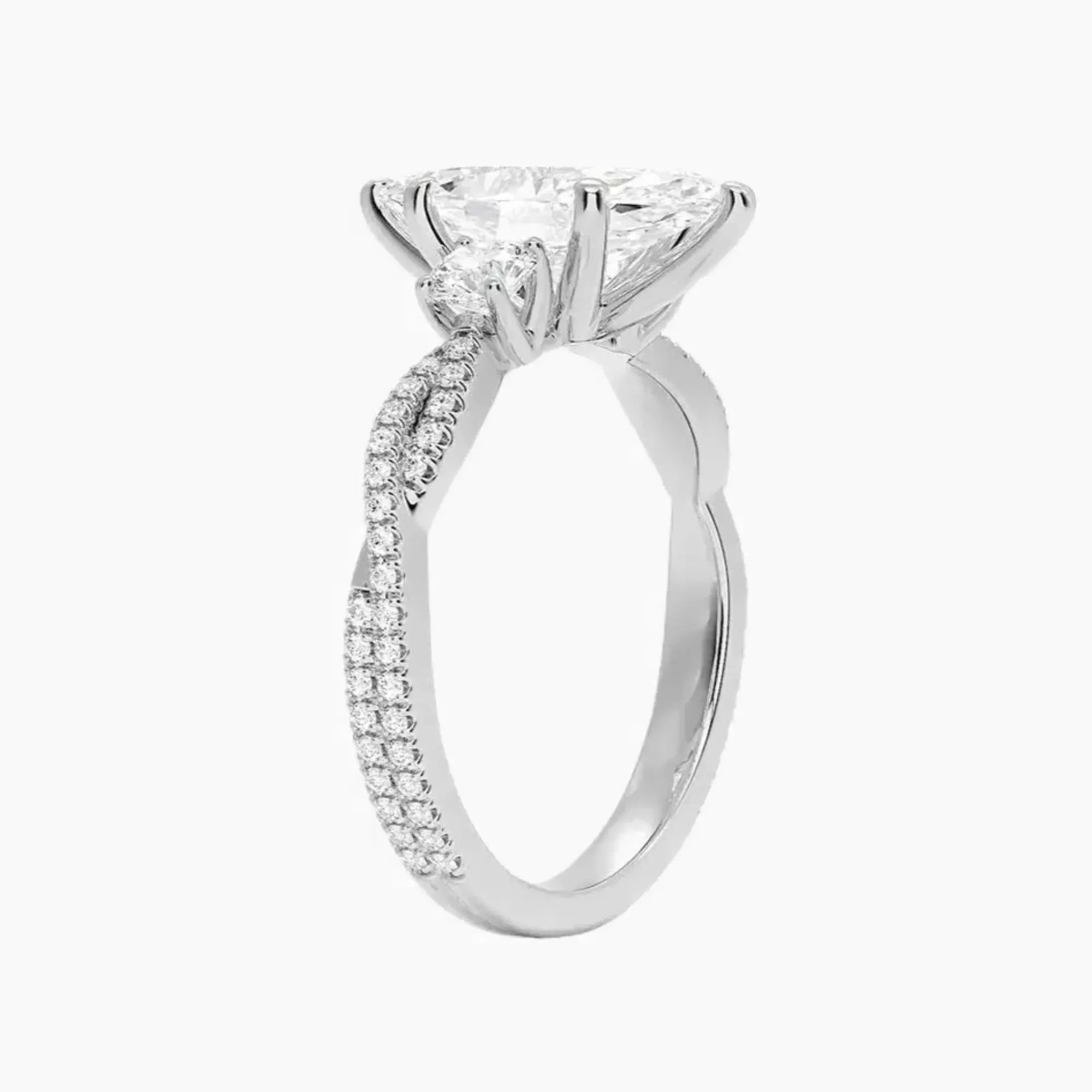 Calista Adorned Twisted Marquise Designer 3 Carat Lab Grown Diamond Engagement Ring in 14K Rose Gold